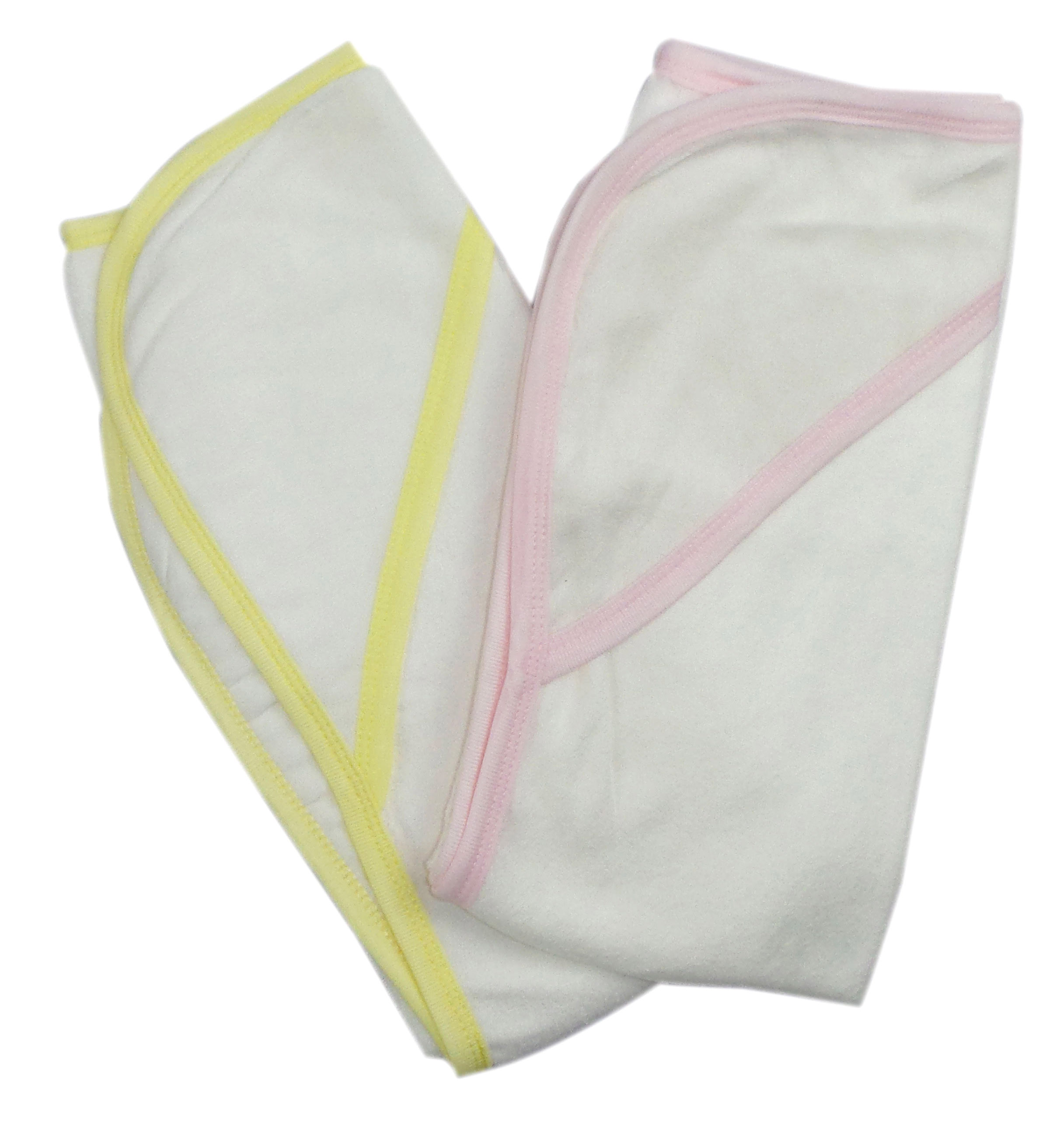 Two soft infant hooded bath towels in pink and red, designed for comfort and warmth, featuring a cute hood for babies.