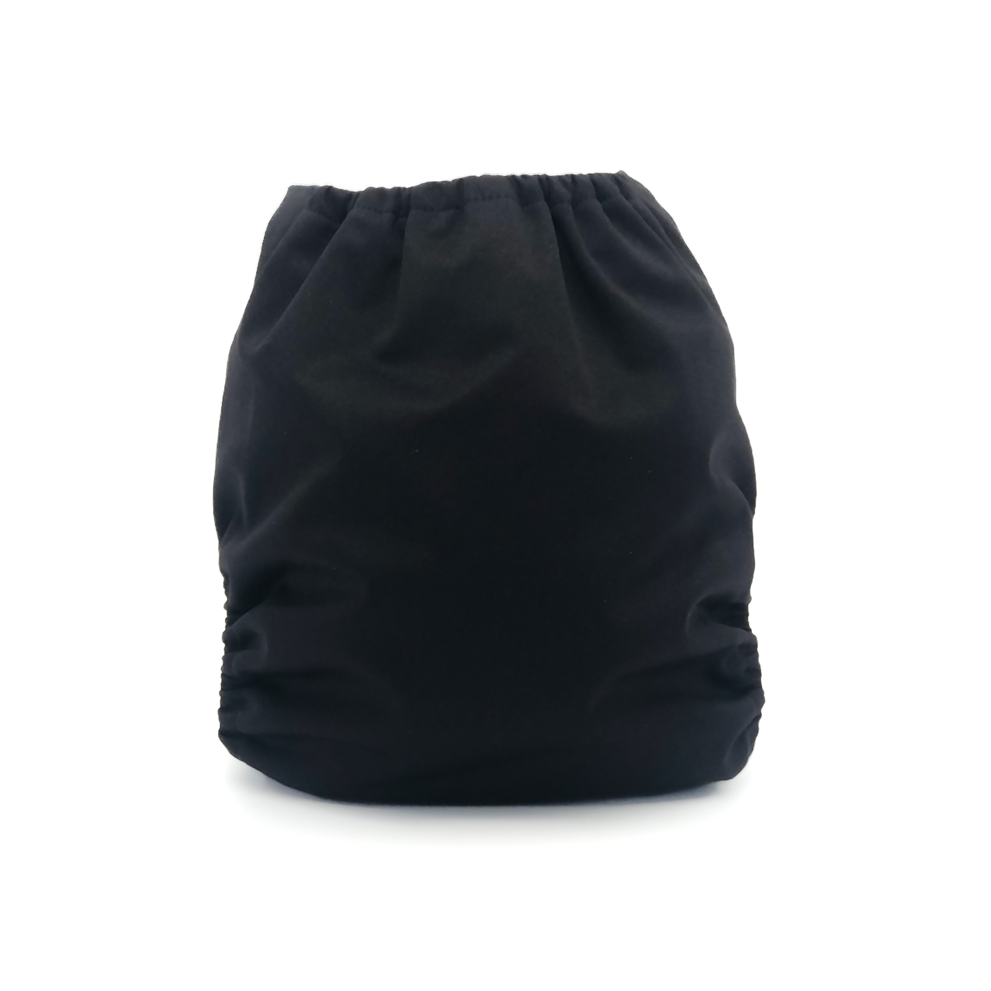 Licorice Cloth Diaper in solid black with matching snaps, showcasing its sleek design and microfiber insert.