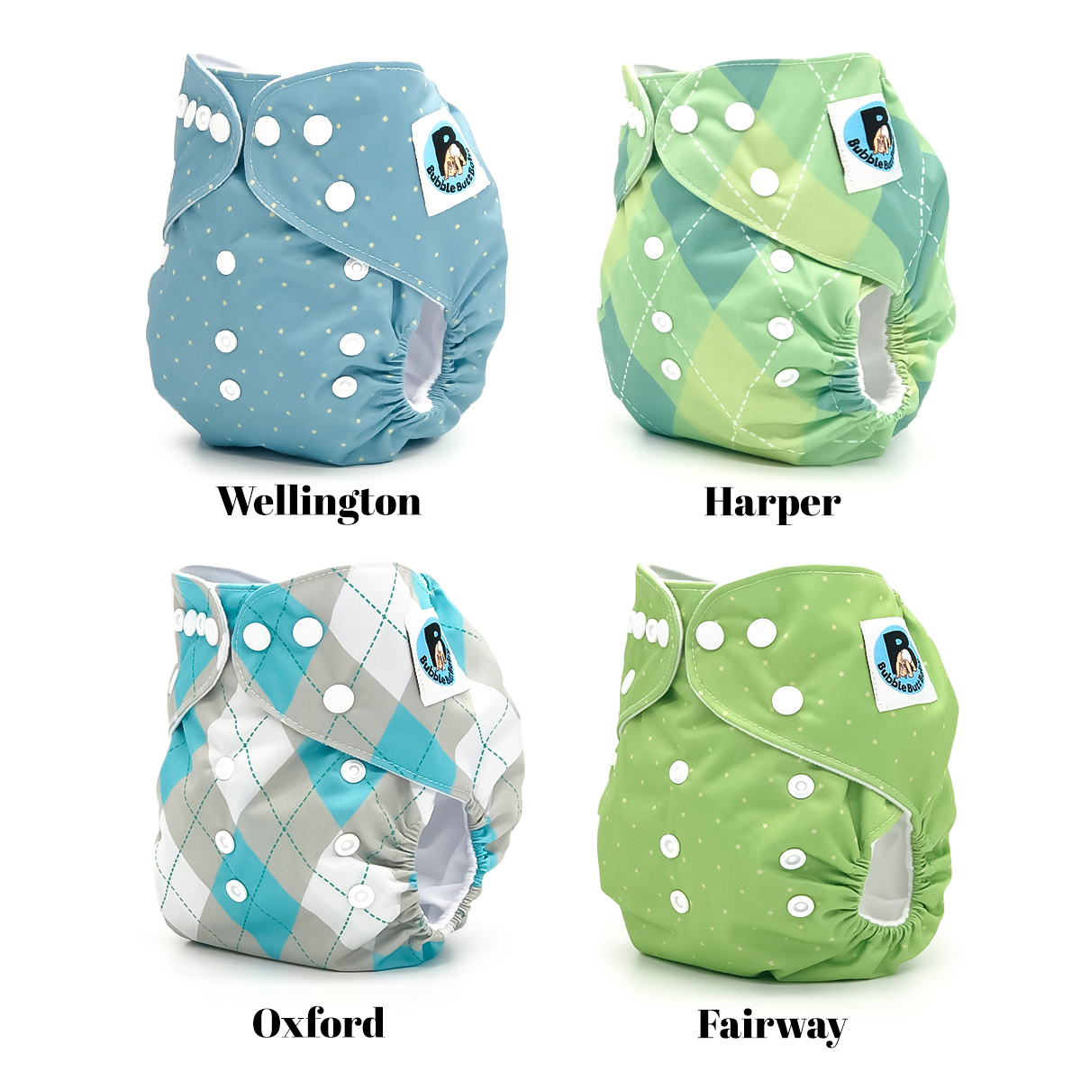 A colorful pocket cloth diaper with a microfiber insert, showcasing its waterproof outer layer and soft microsuede inner lining, designed for babies from 8-35 lbs.