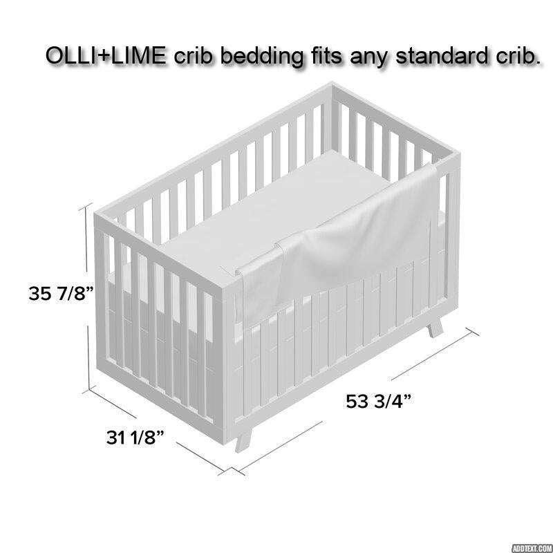 Stylish charcoal gray crib skirt tailored for standard cribs, made from heavyweight cotton twill.