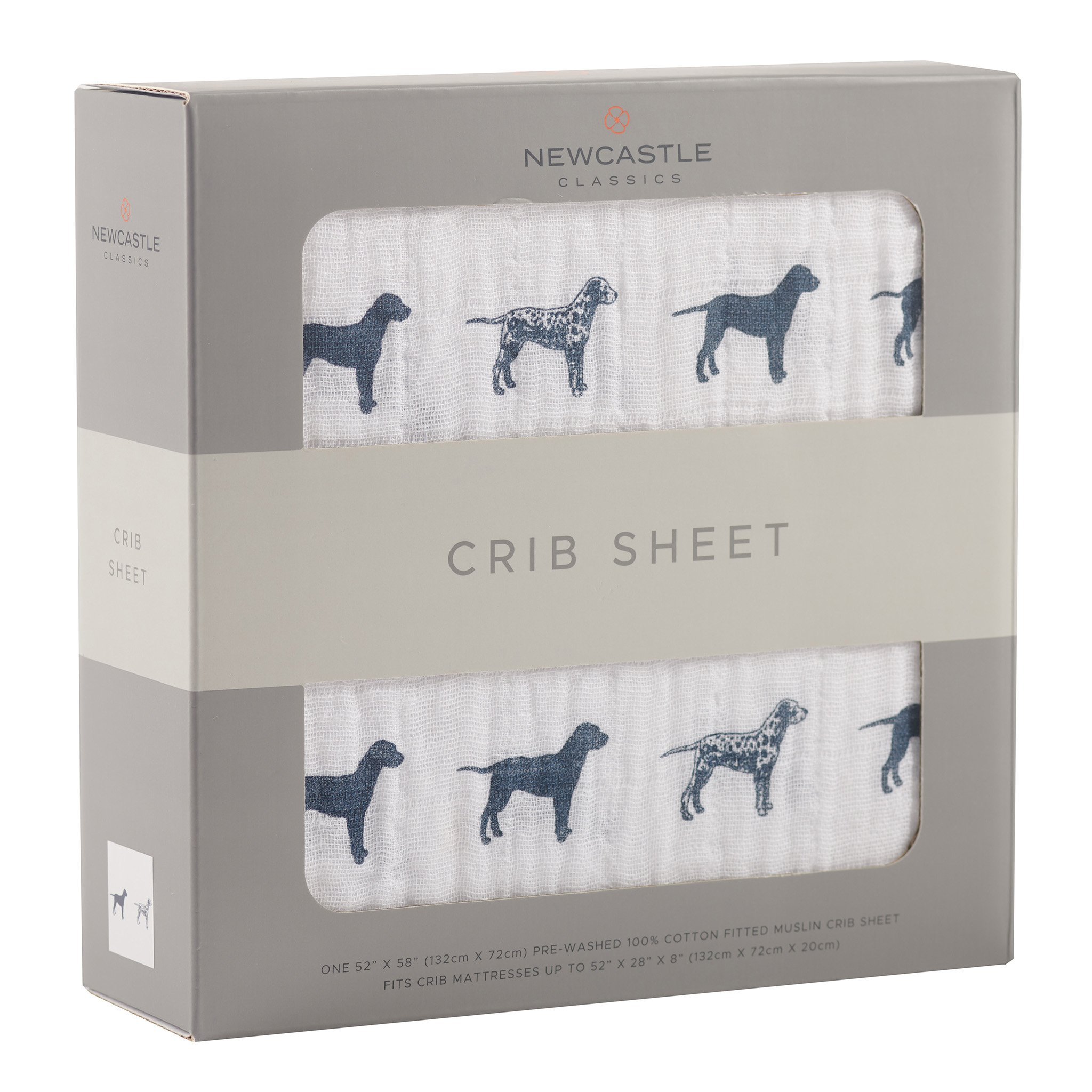 Dalmatian Cotton Muslin Crib Sheet featuring a playful dalmatian print, made from soft and breathable 100% natural cotton muslin, designed for standard crib mattresses.