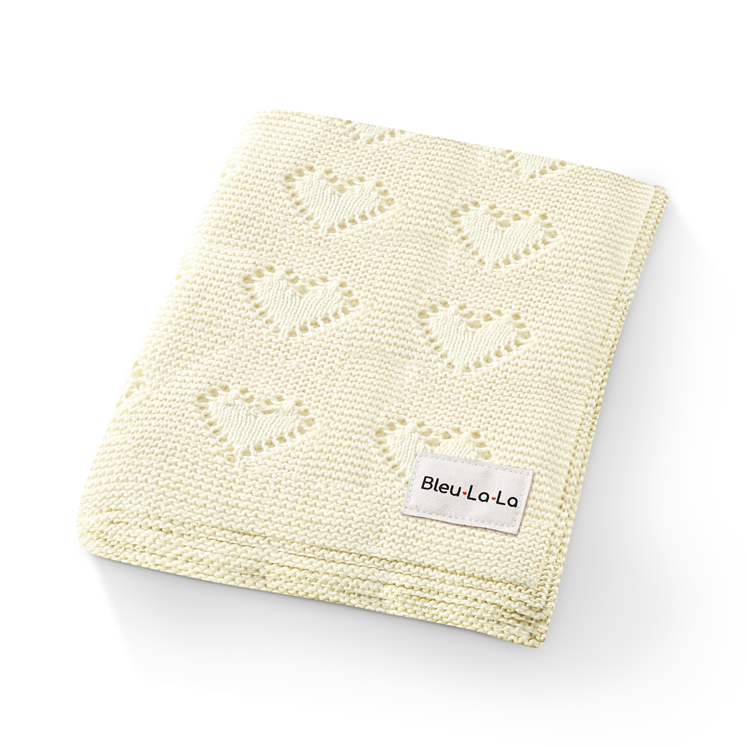 Heart Knit Baby Blanket made from 100% soft natural cotton, featuring a timeless heart theme design in gender-neutral colors, perfect for newborns.