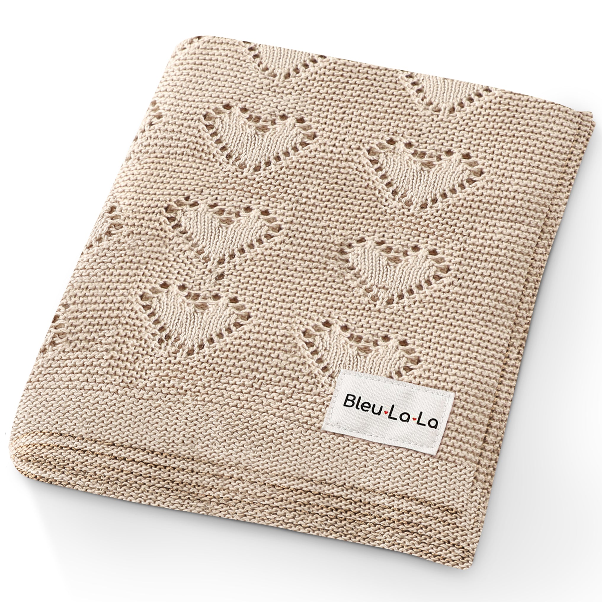 Heart Knit Baby Blanket made from 100% soft natural cotton, featuring a timeless heart theme design in gender-neutral colors, perfect for newborns.