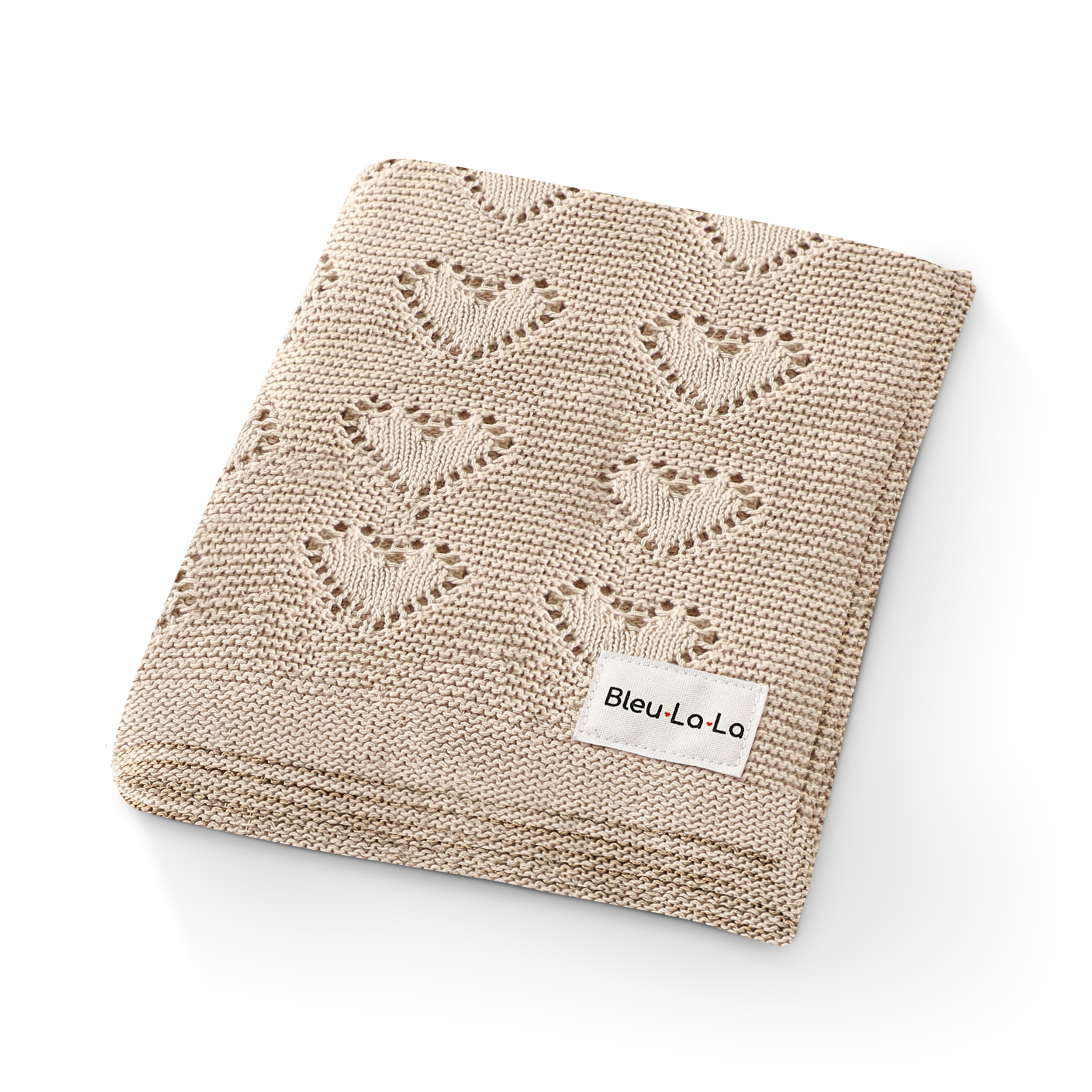 Heart Knit Baby Blanket made from 100% soft natural cotton, featuring a timeless heart theme design in gender-neutral colors, perfect for newborns.