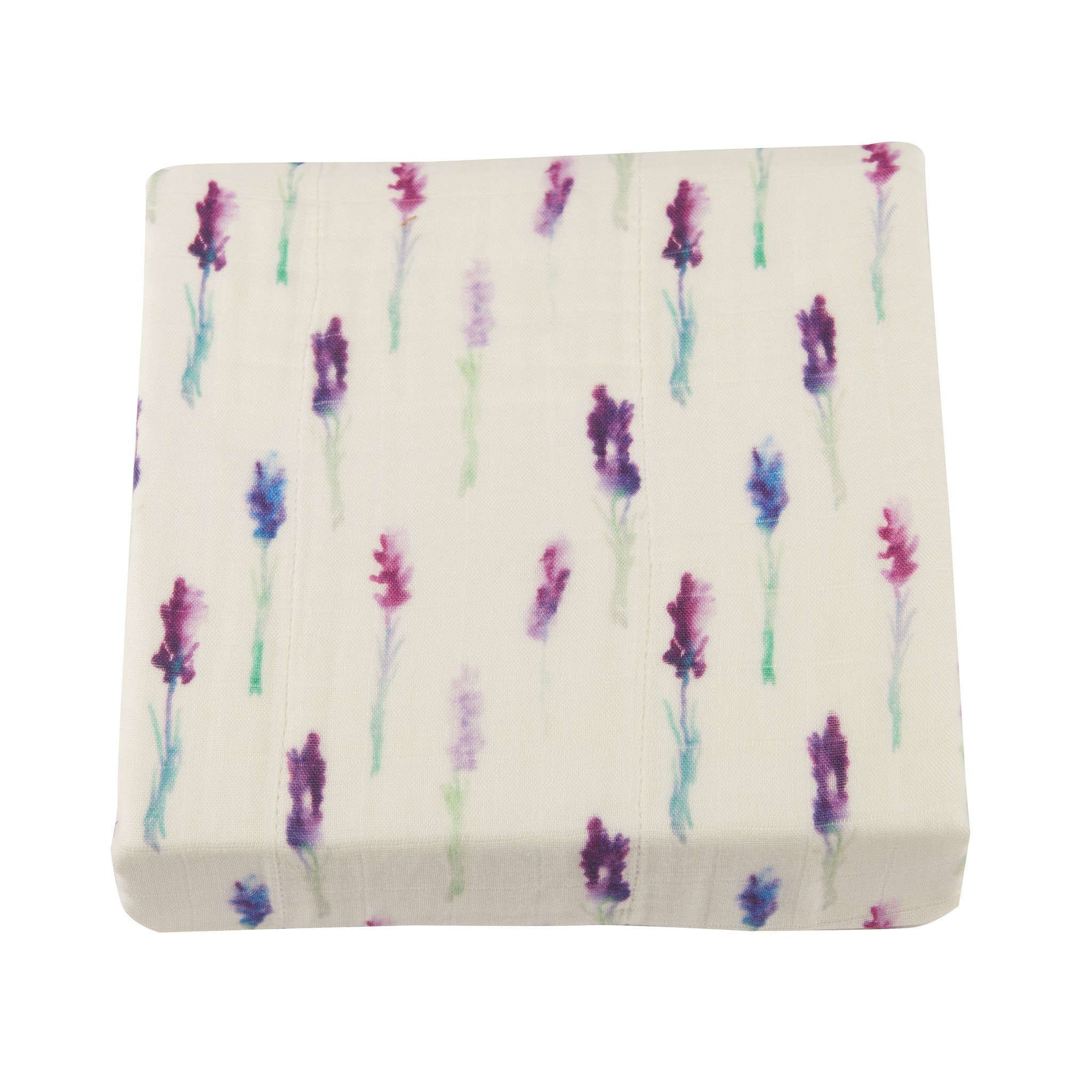 Lavender and White Newcastle Blanket made of soft bamboo muslin, featuring a cozy four-layer design perfect for kids.