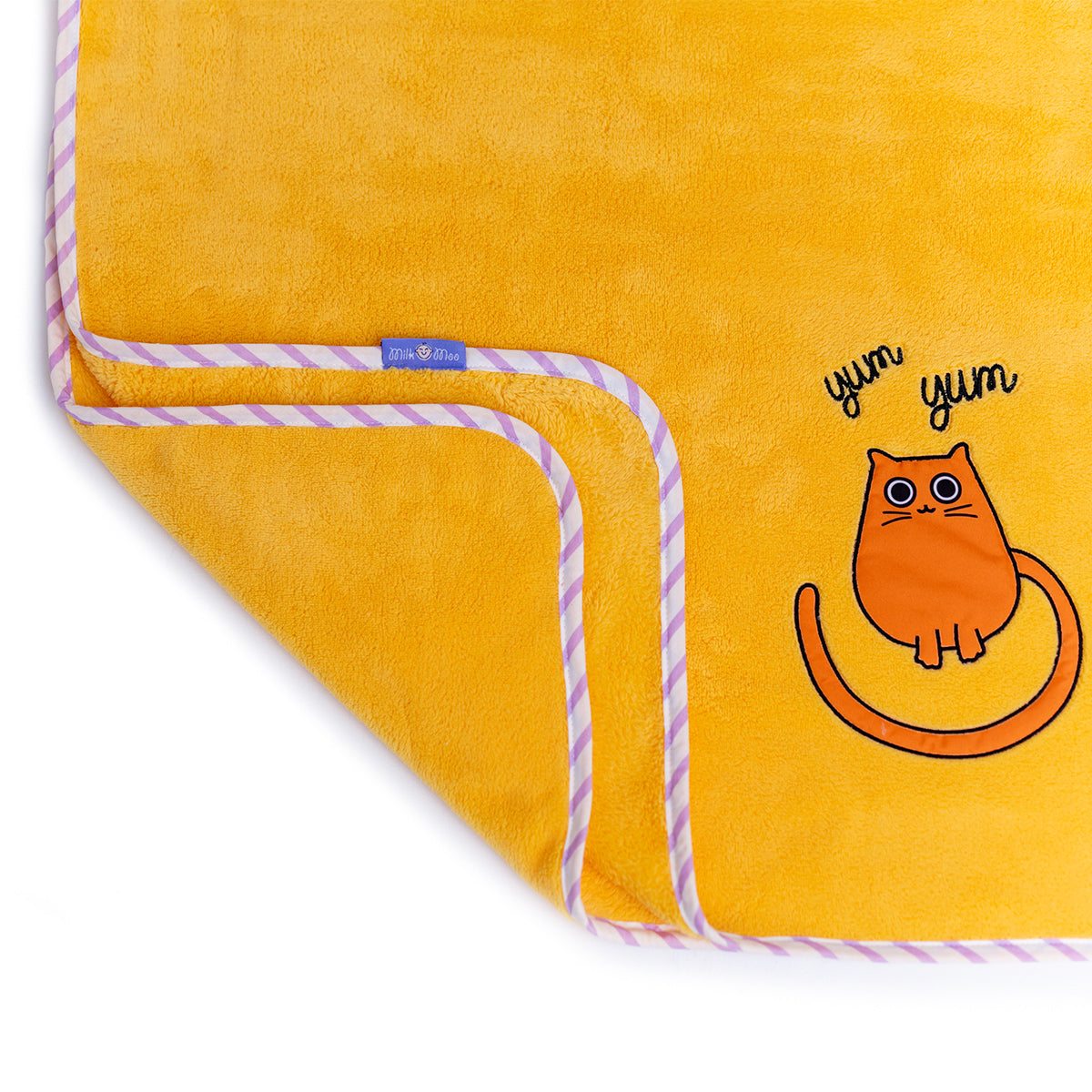 Milk&Moo Tombish Cat Babydecke in beruhigendem Orange mit Katzenmuster, ideal für Babys und Kleinkinder.