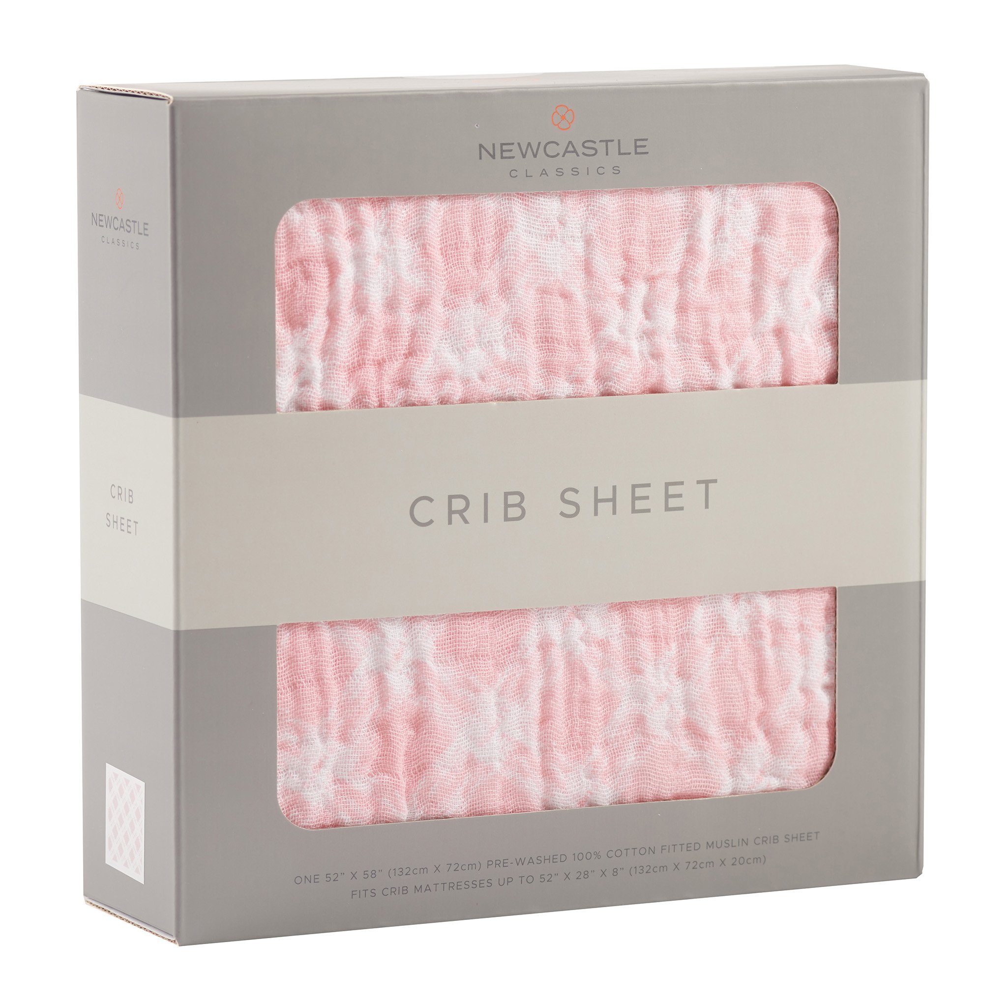 Primrose Pink Plaid Cotton Muslin Crib Sheet, soft and breathable, designed for standard crib mattresses.