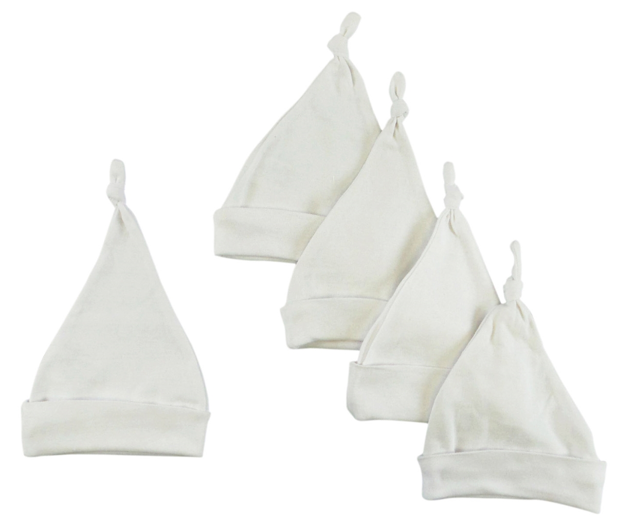 Main Bambini 1101-WHITE-5 Knotted Baby Cap, White - Pack of 5 image