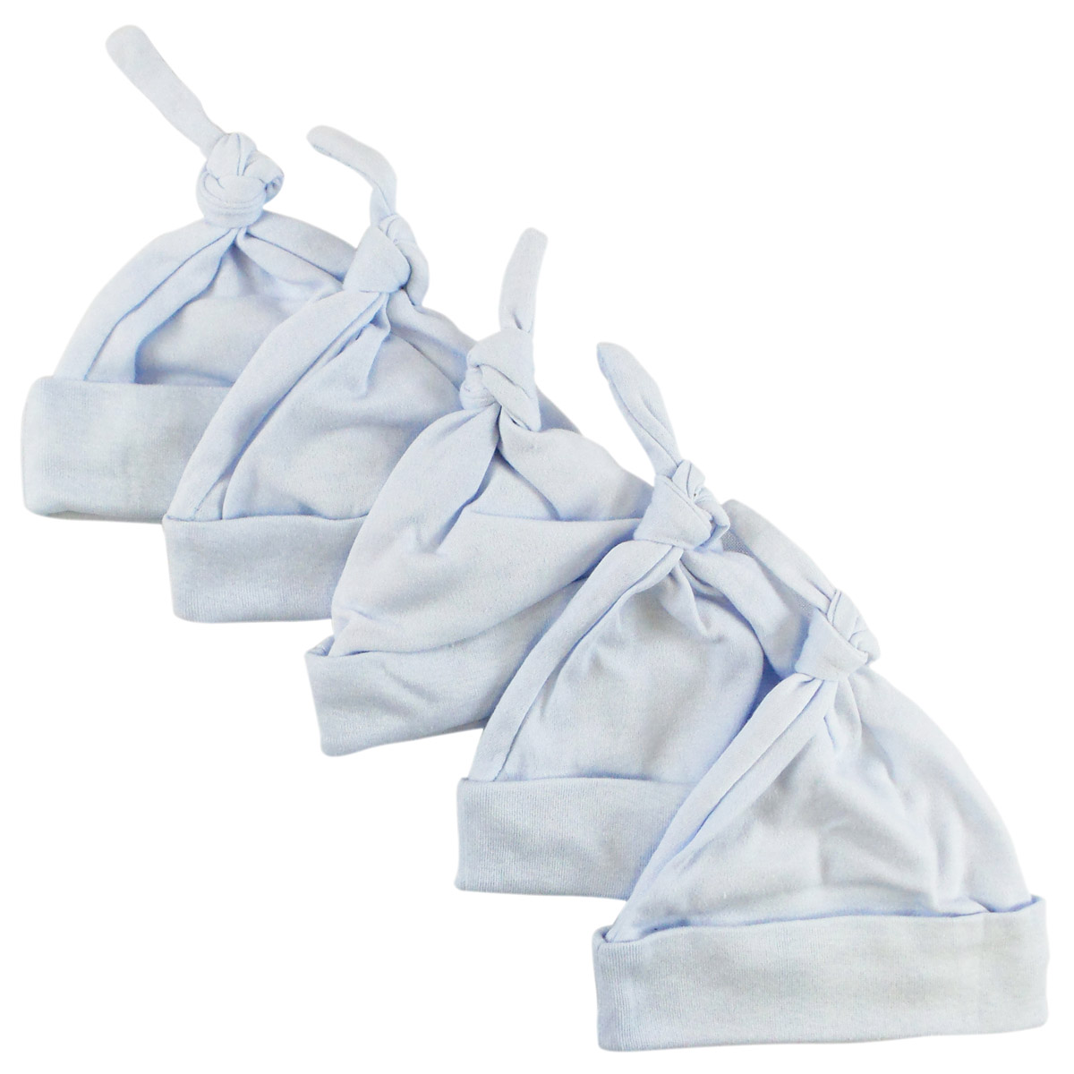 Main Bambini 1100-BLUE-5 Knotted Baby Cap, Blue - Pack of 5 image