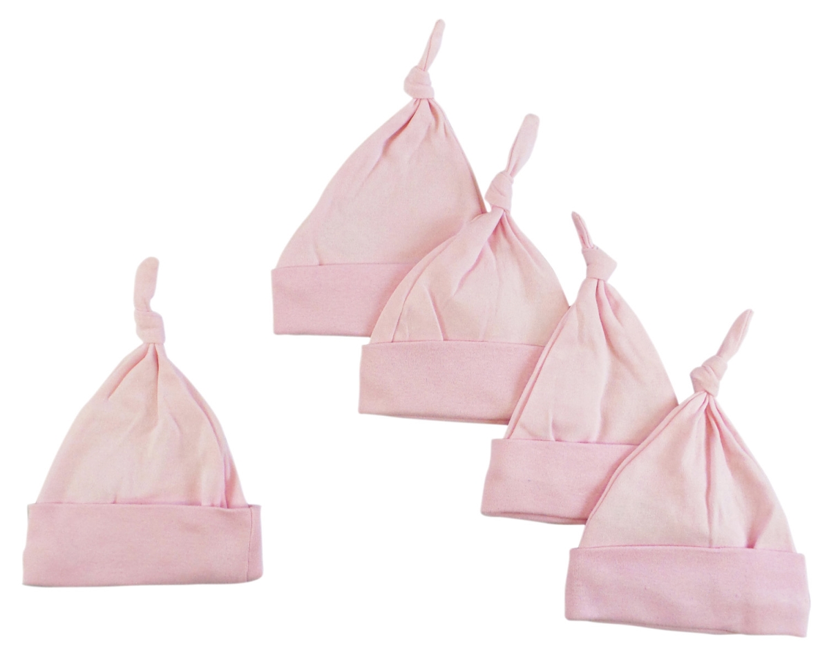 Main Bambini 1100-PINK-5 Knotted Baby Cap, Pink - Pack of 5 image