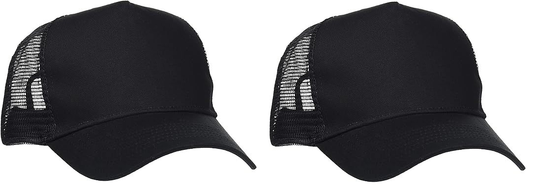 Main Plain Snapback Baseball Cap with net for Hunting Black Pack of 2 image