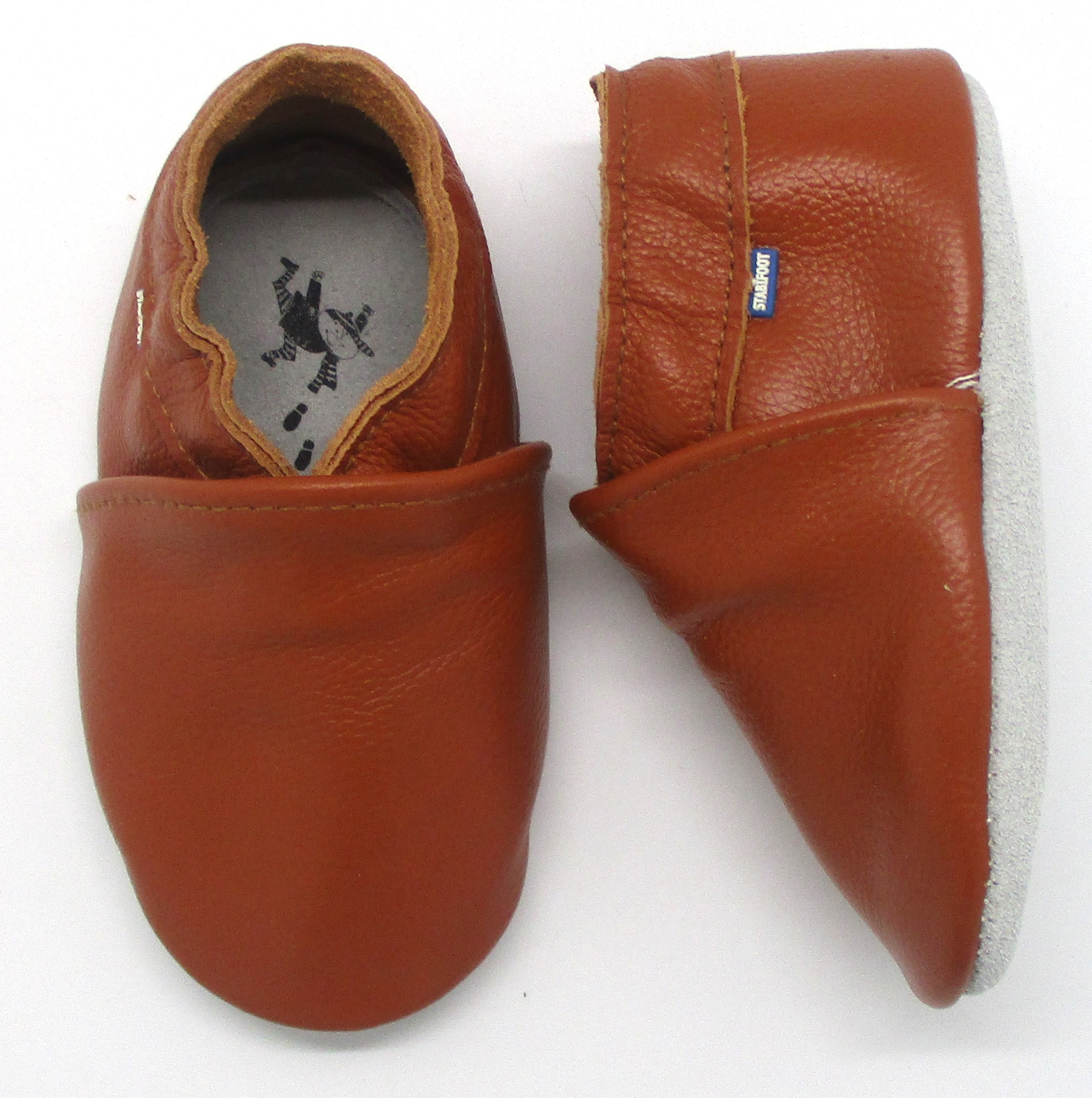 BABYSOFT 3000 COGNAC baby shoes featuring a soft cognac leather exterior, anti-slip sole, and breathable design for comfort and safety.