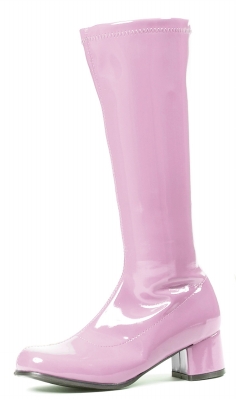 Ellie Shoes 182065 Dora Pink Child Boots featuring knee-high design, zipper closure, and 1-inch heel, perfect for costumes.