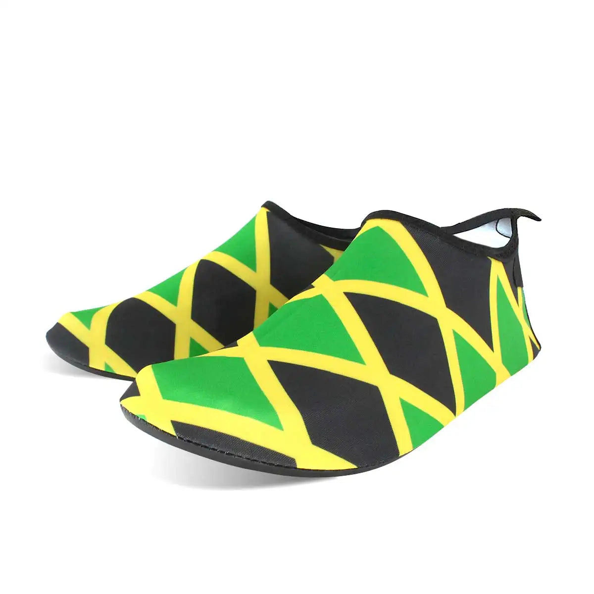 Jamaica unisex Water Shoes by Sexikinis, showcasing a stylish design with a slip-on closure, durable EVA outsole, and waterproof material, perfect for water activities.