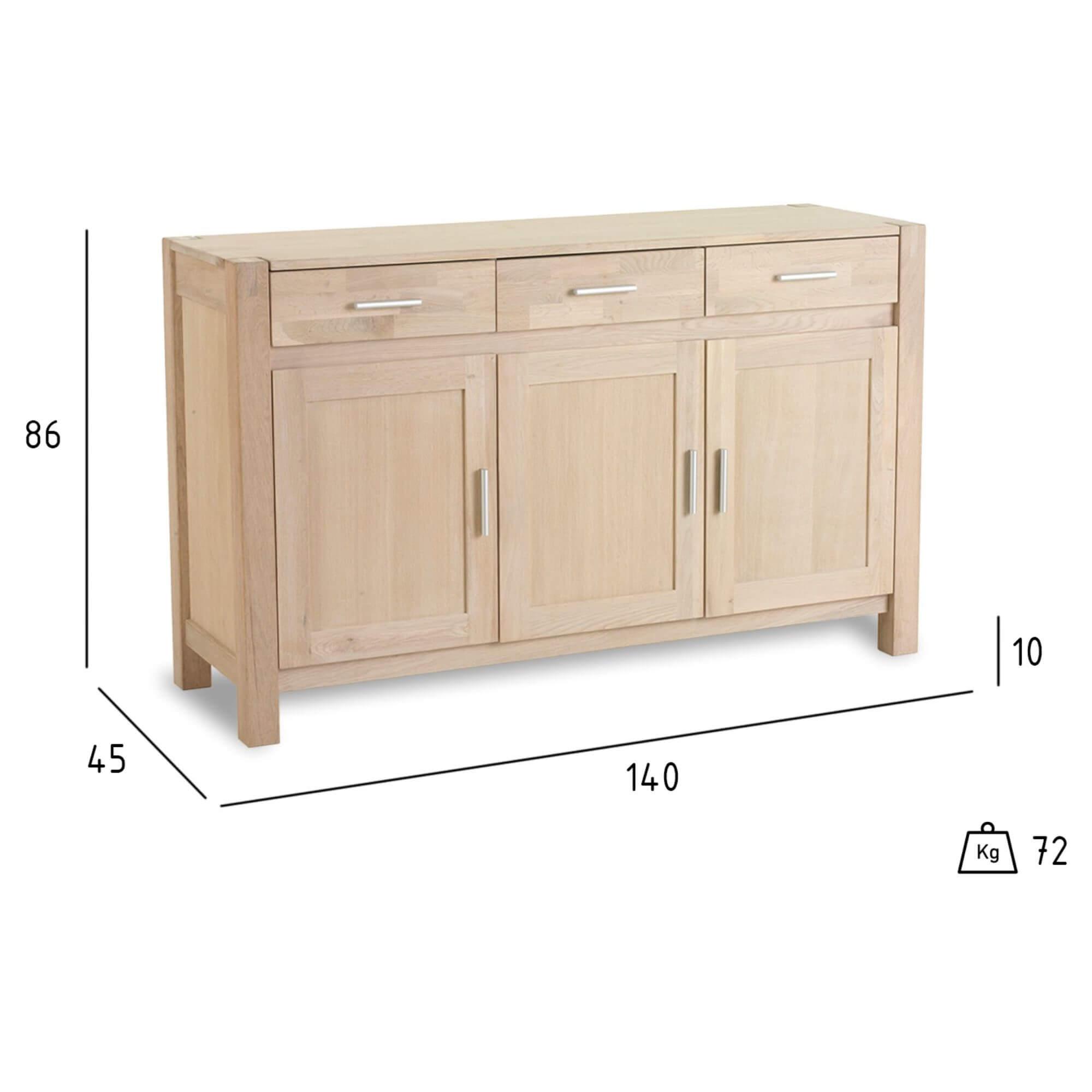 Texas Solid Oak 3-Door Sideboard showcasing its chic design and natural wood finish.