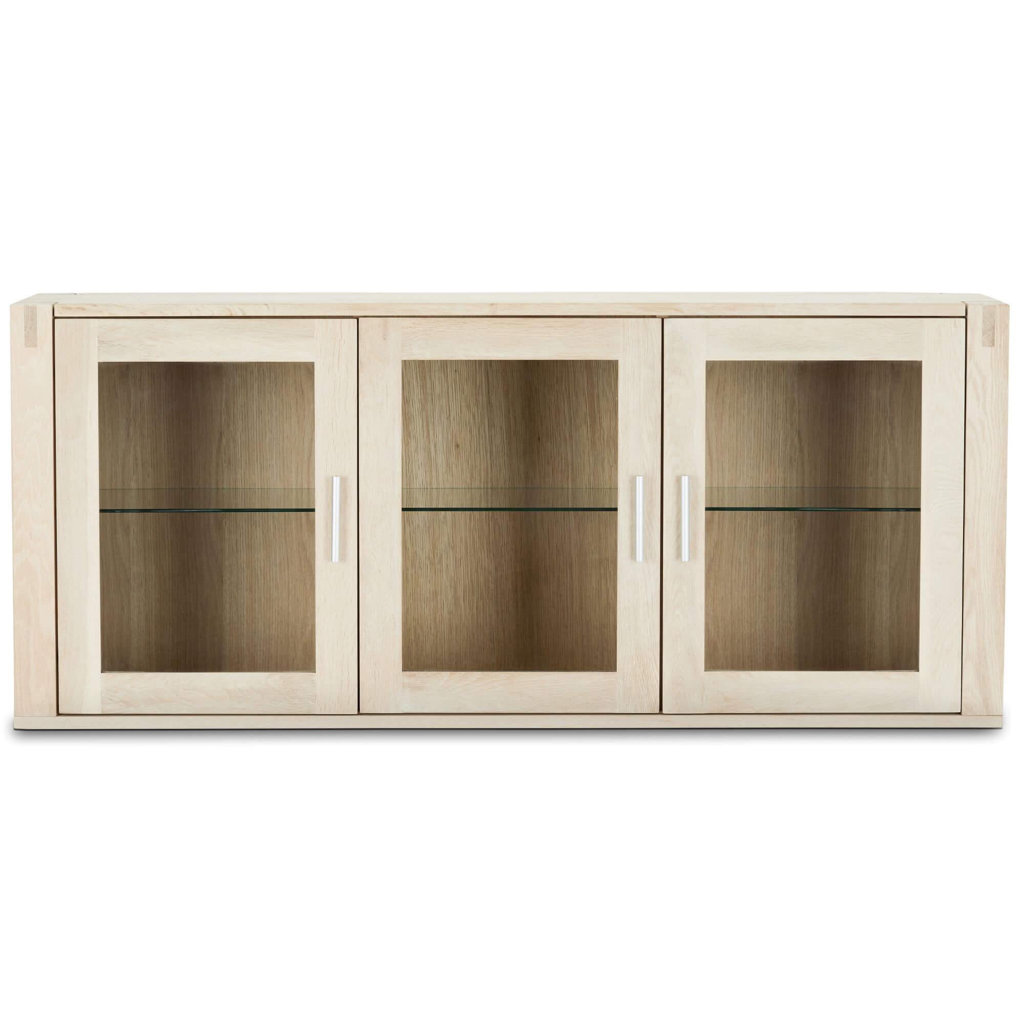 Texas Solid Oak 3-Door Wall Cabinet showcasing natural wood grain and stylish design.