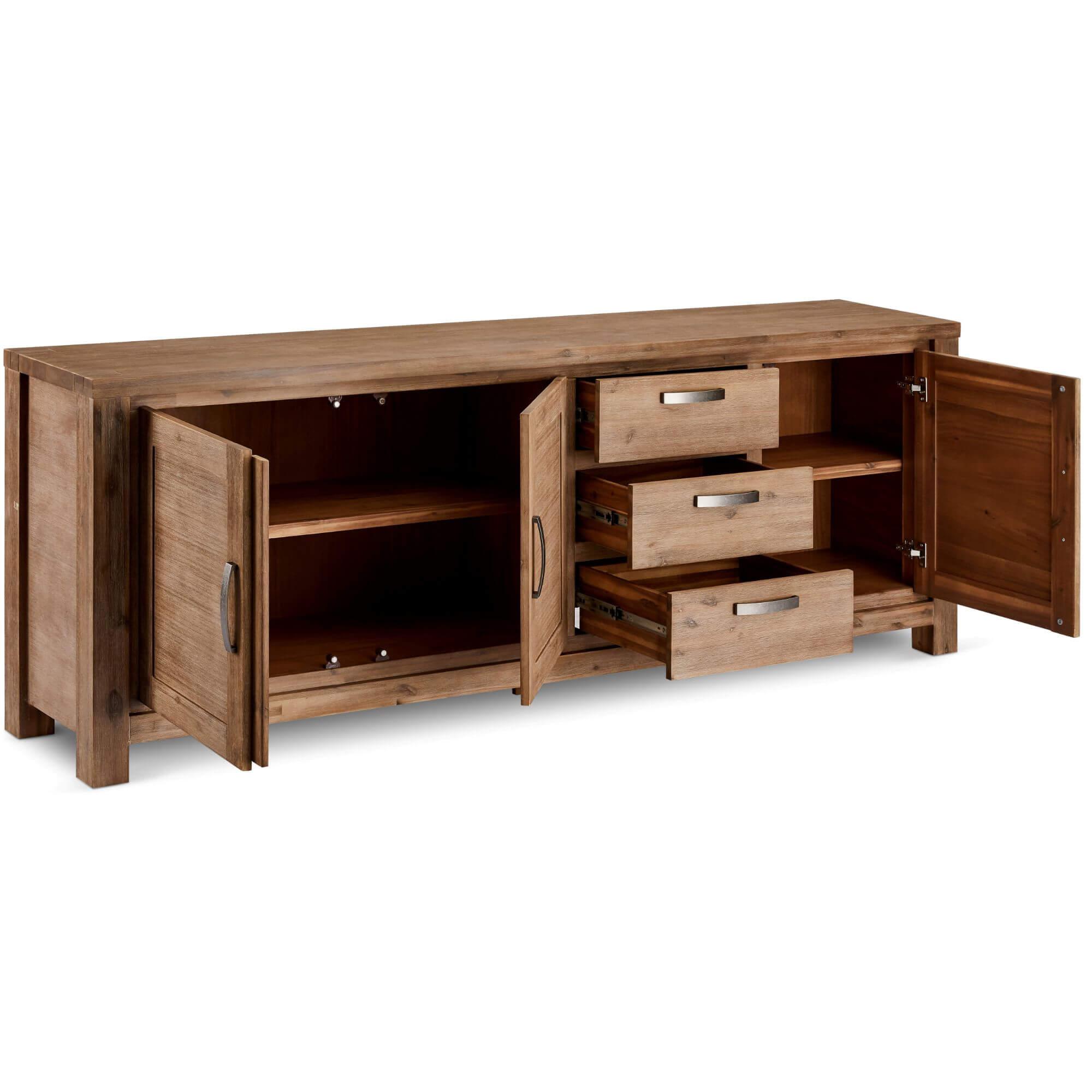 4-Door Sideboard Alaska made of solid acacia wood, featuring a sleek design with natural wood variations.