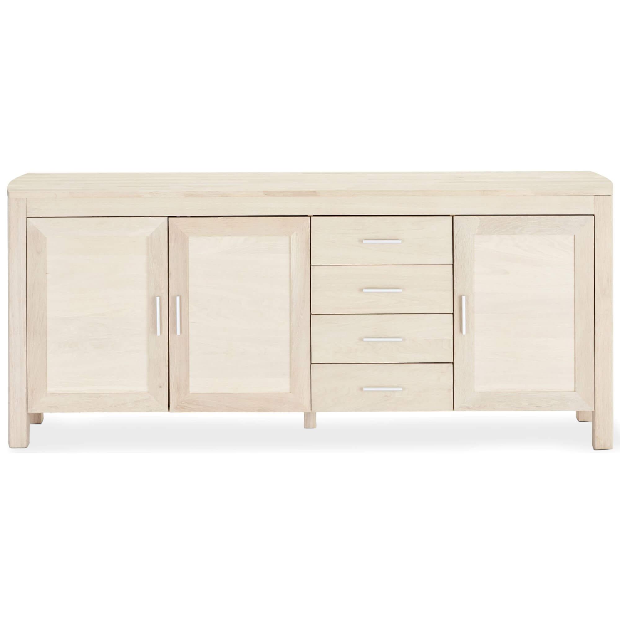 4-Door Sideboard Paris in solid oak finish showcasing minimalist design and natural wood variations.