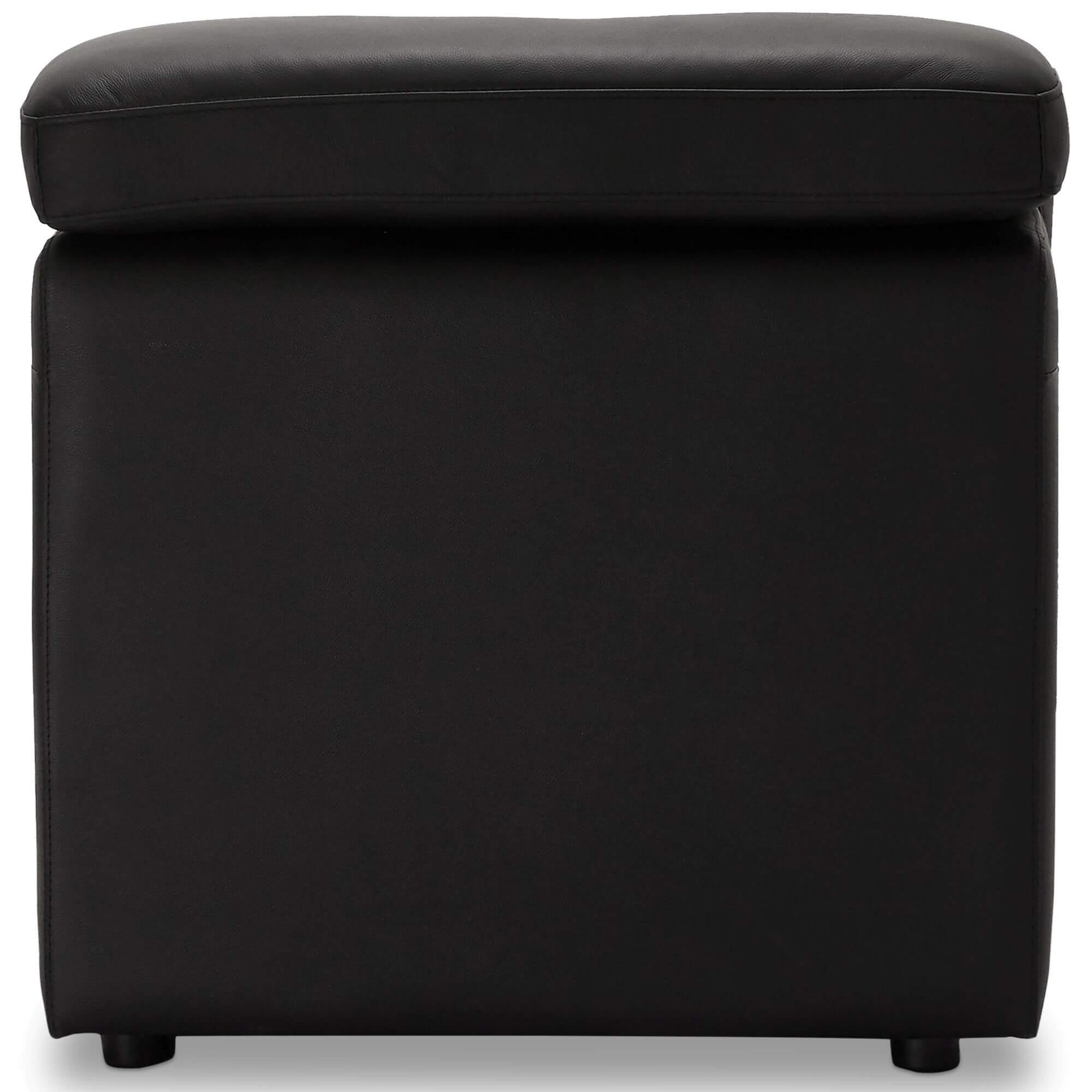 Armless sofa module in black leather, showcasing modern design and rich foam padding.