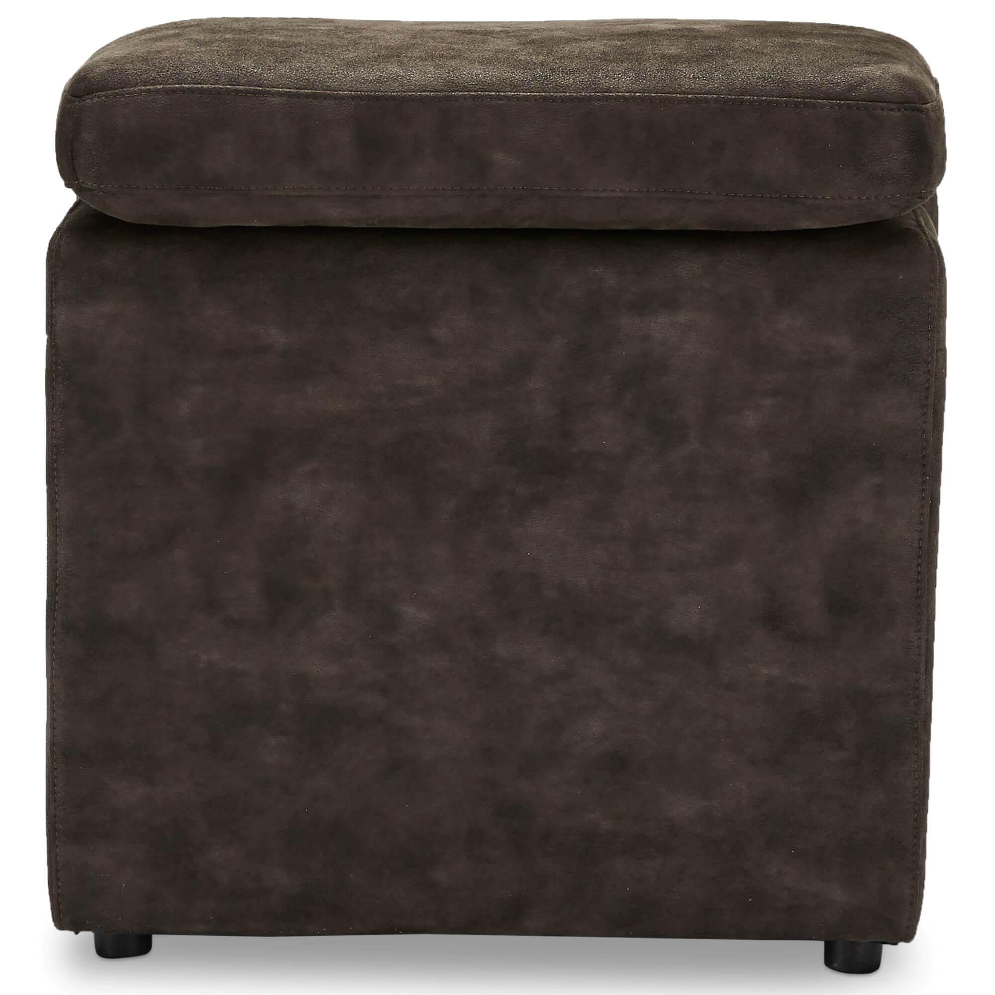 Armless sofa module in rich brown fabric, showcasing its sleek design and dense foam padding.