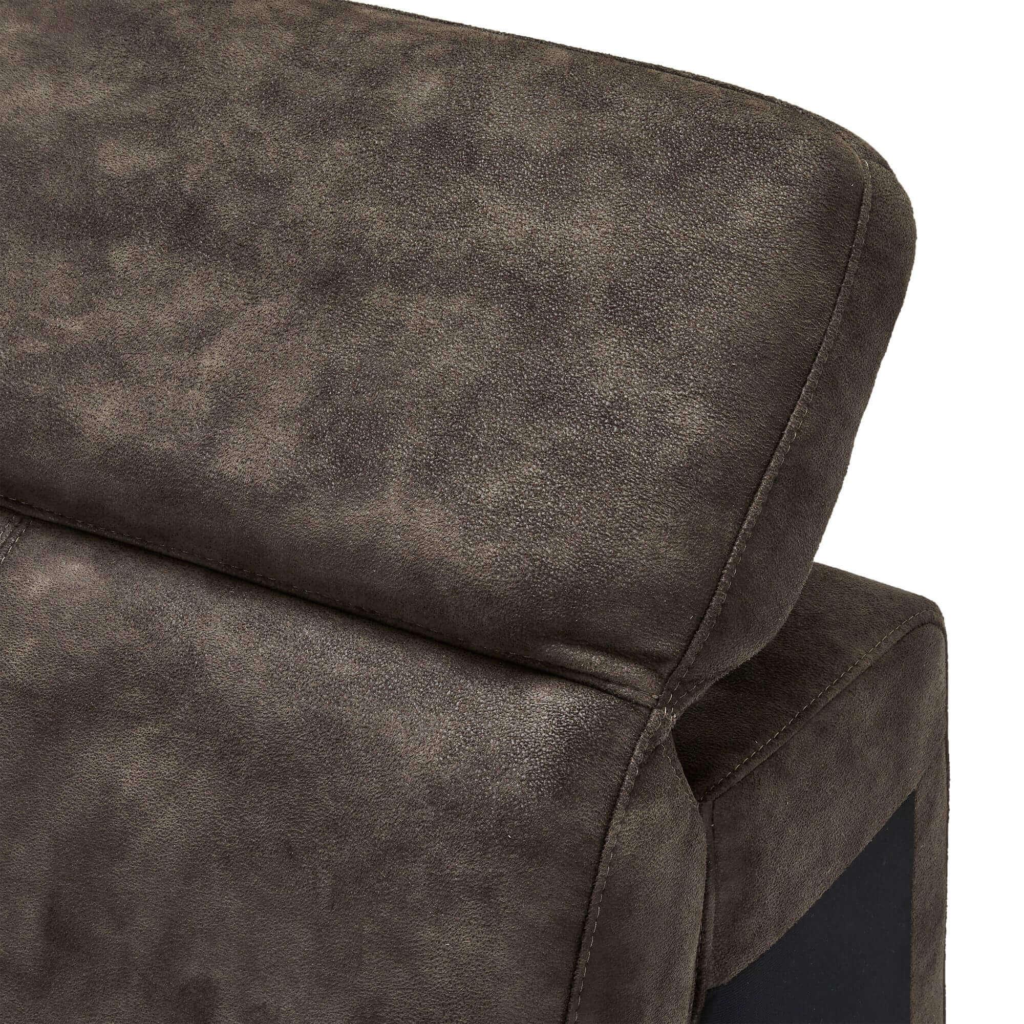 Armless sofa module in rich brown fabric, showcasing its sleek design and dense foam padding.