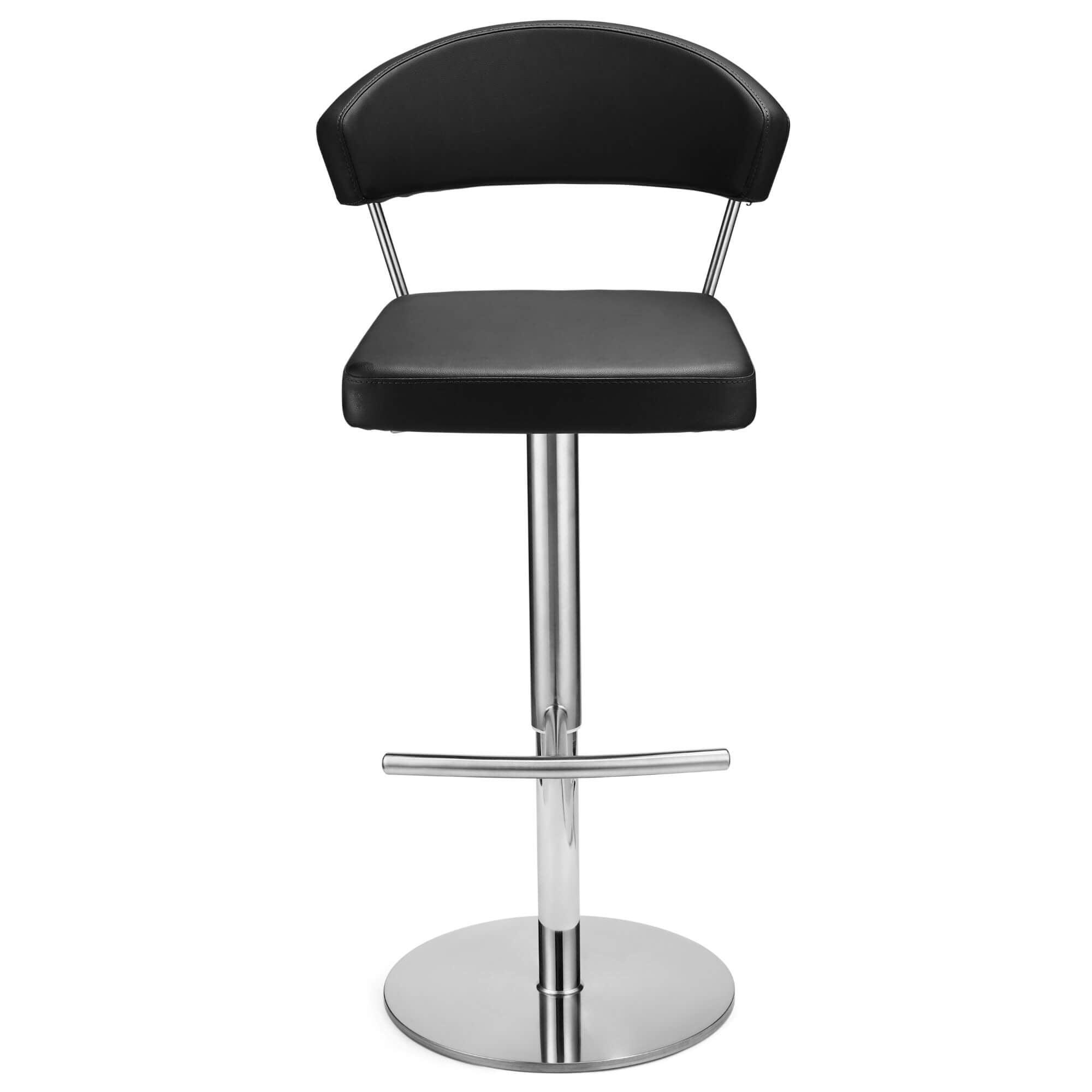 Luxurious Black Bar Chairs Eva with U-shape padded backrest, perfect for modern interiors.