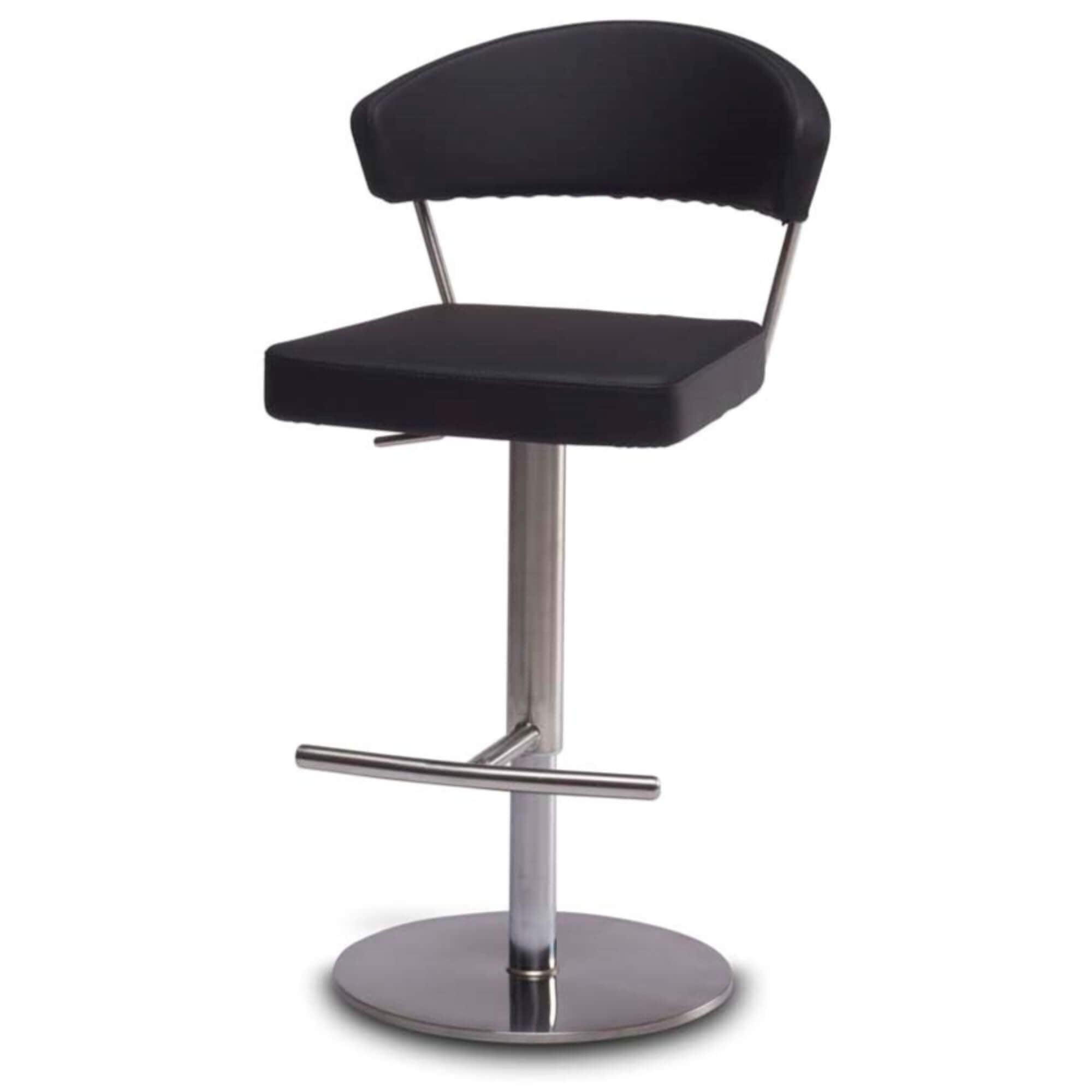 Luxurious Black Bar Chairs Eva with U-shape padded backrest, perfect for modern interiors.