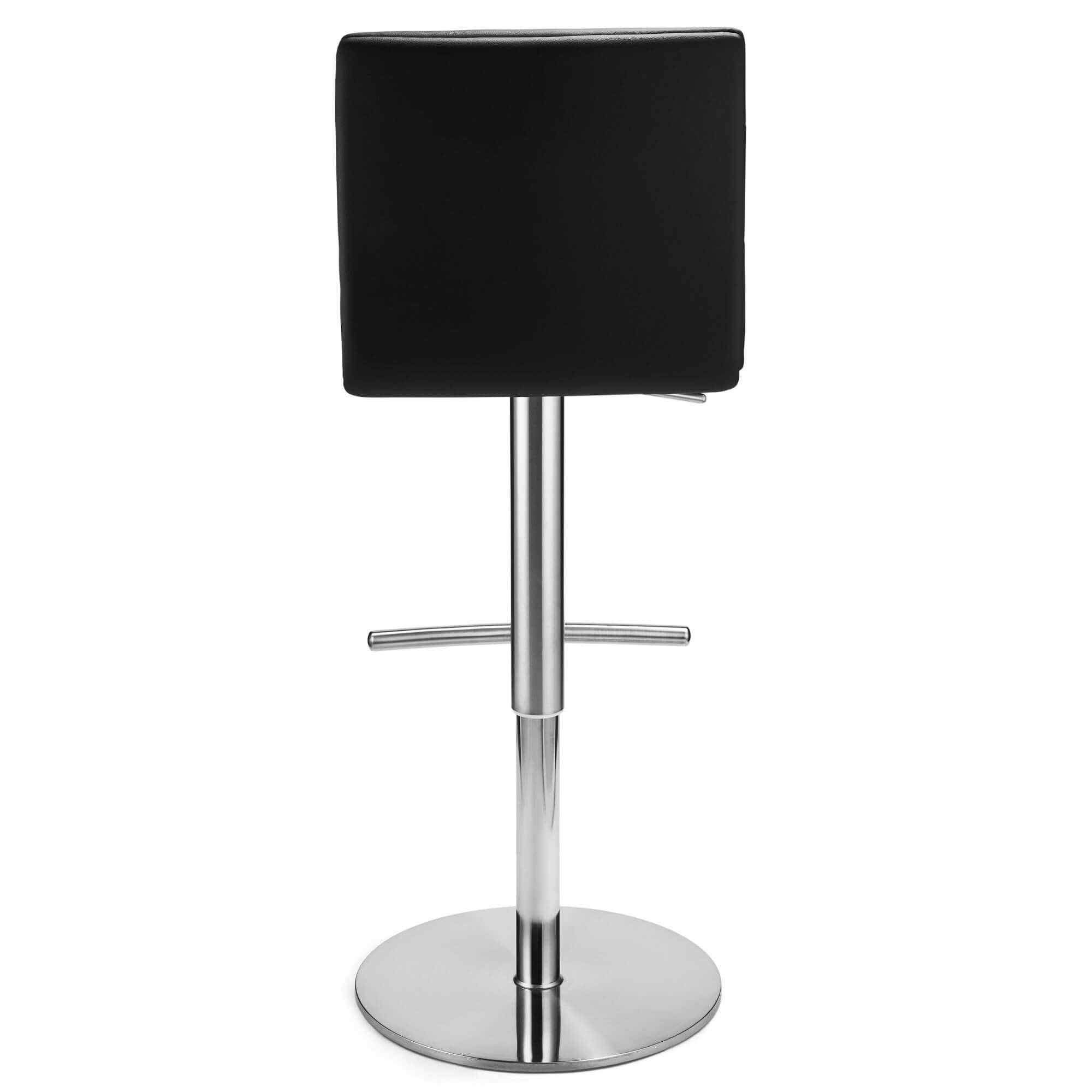 Stylish Black Bar Chairs Petra with silver base and faux leather padding, perfect for modern interiors.