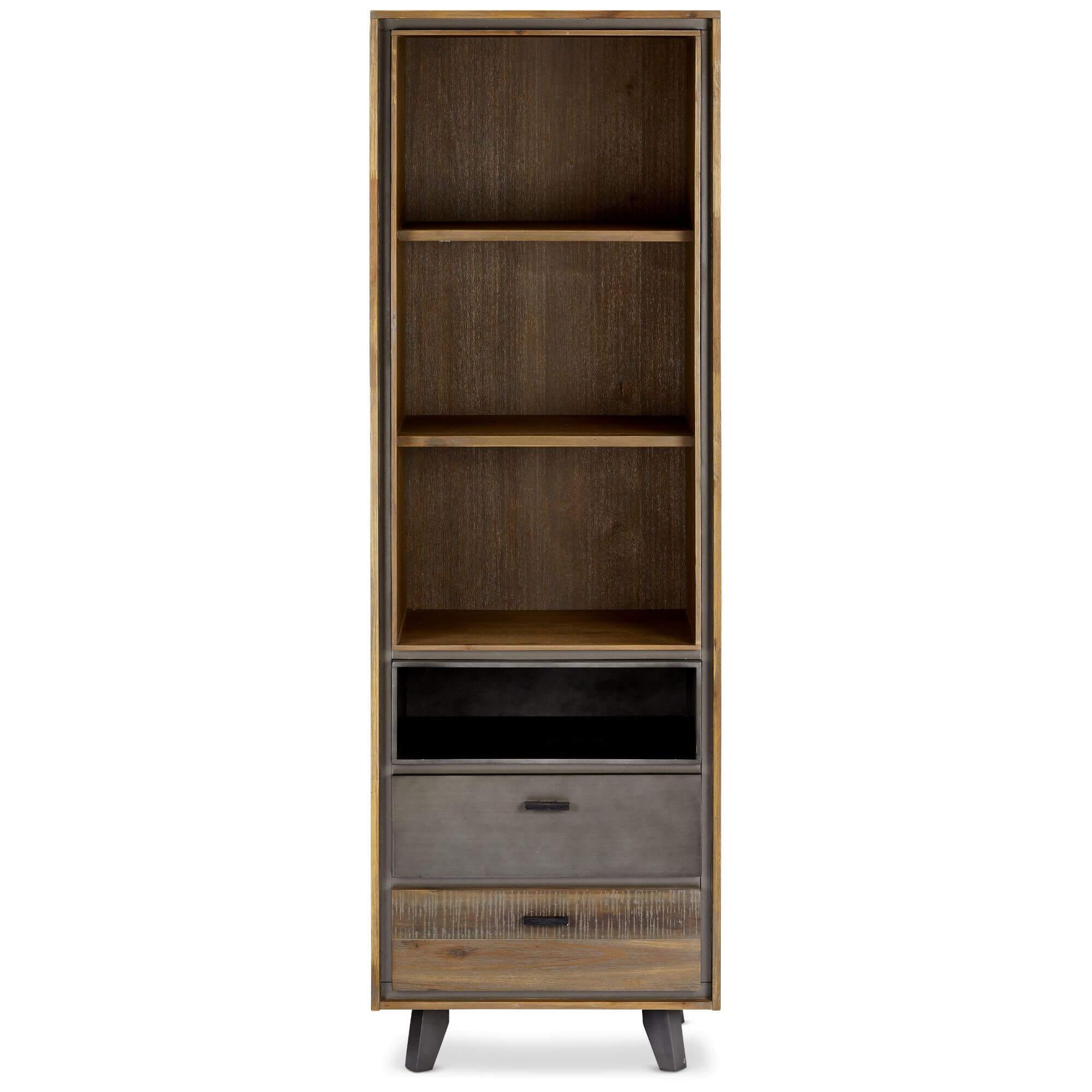 Bookcase Malaga made of solid acacia wood, featuring elegant design and ample storage space with practical drawers.