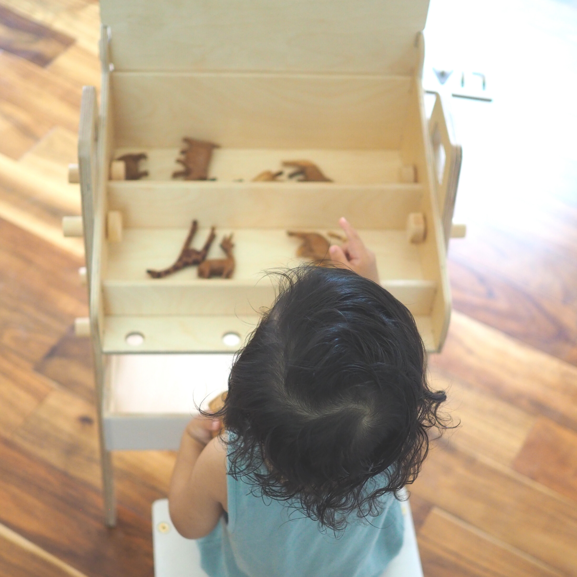 Montessori Chalkboard Art Table featuring a spacious chalkboard top and storage box for art supplies, designed for children's creativity.