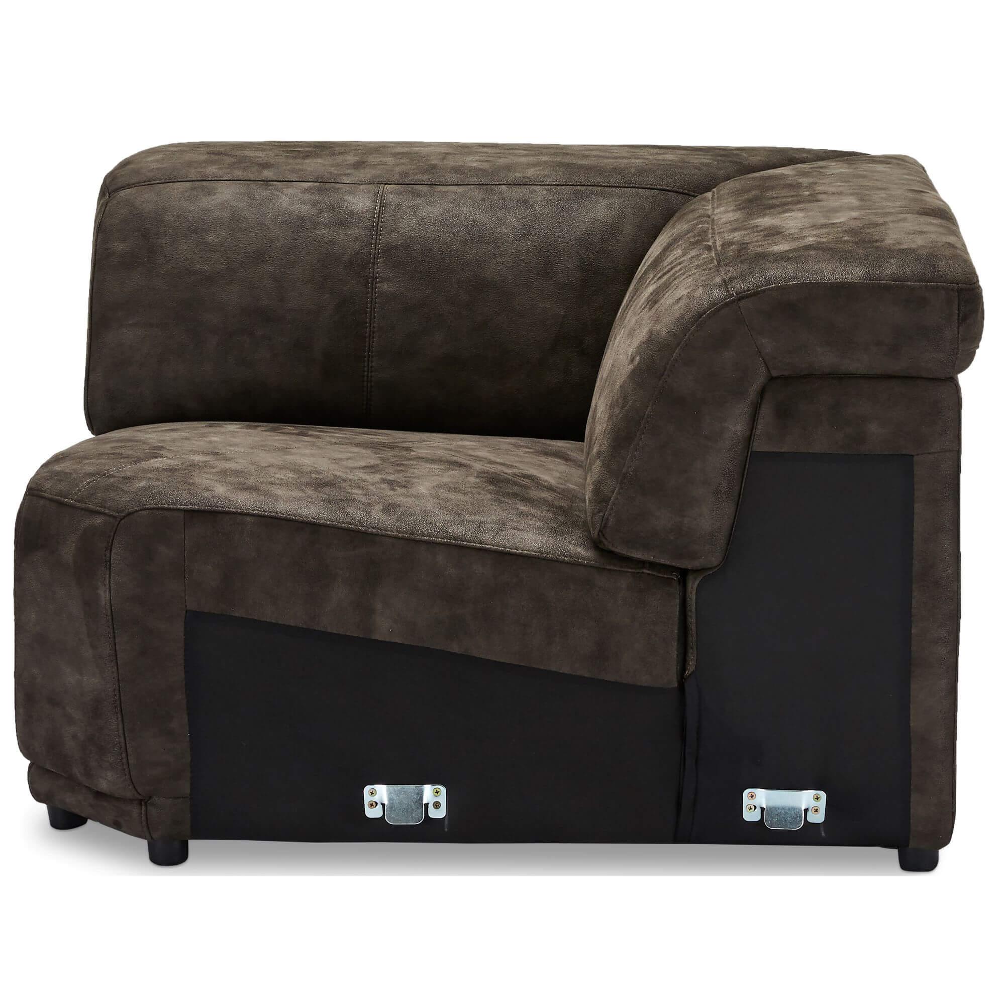 Elegant Alexa Brown Corner Sofa Module with soft padding and luxurious fabric, perfect for enhancing living spaces.