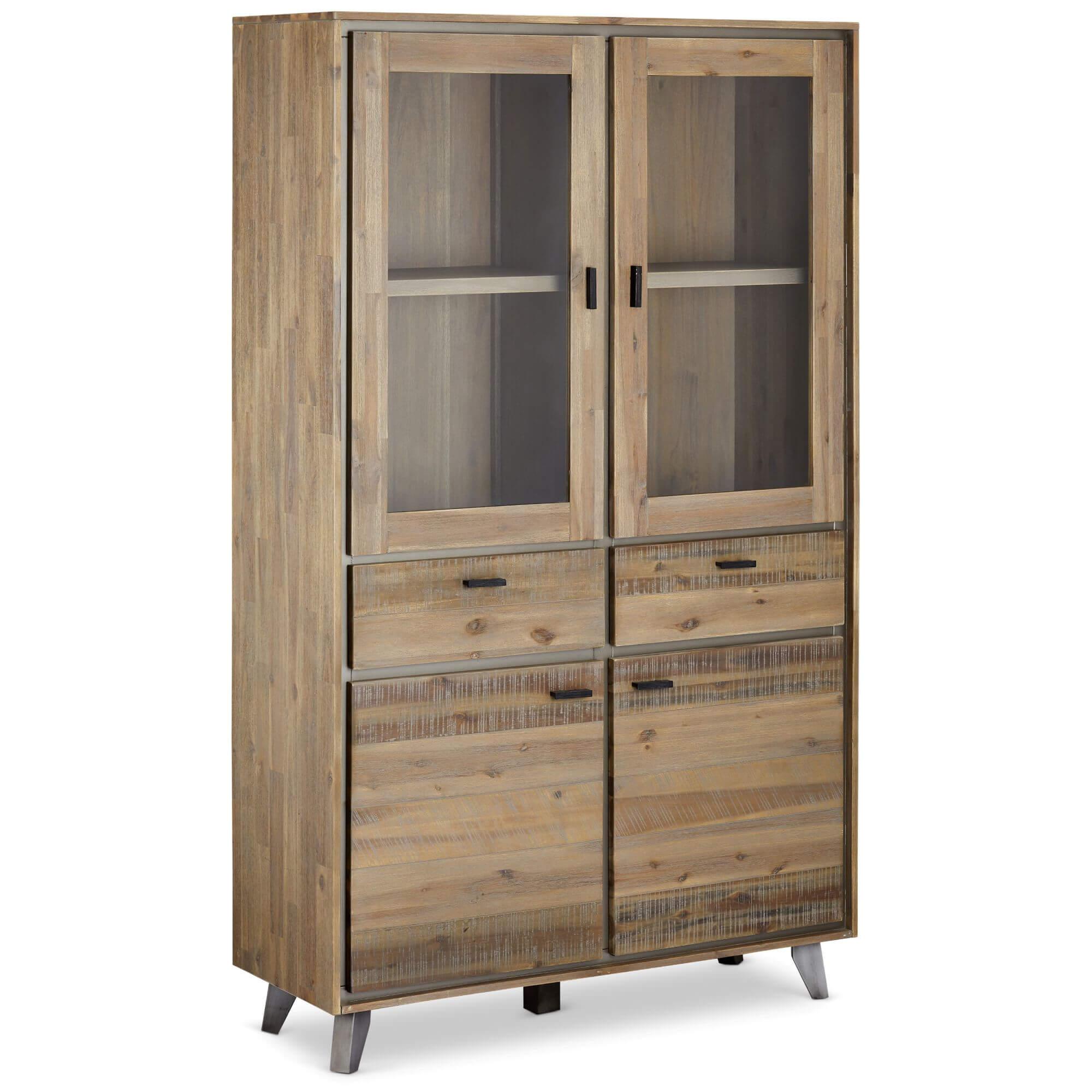 Malaga Solid Acacia Display Cabinet showcasing elegant design and natural wood grain.