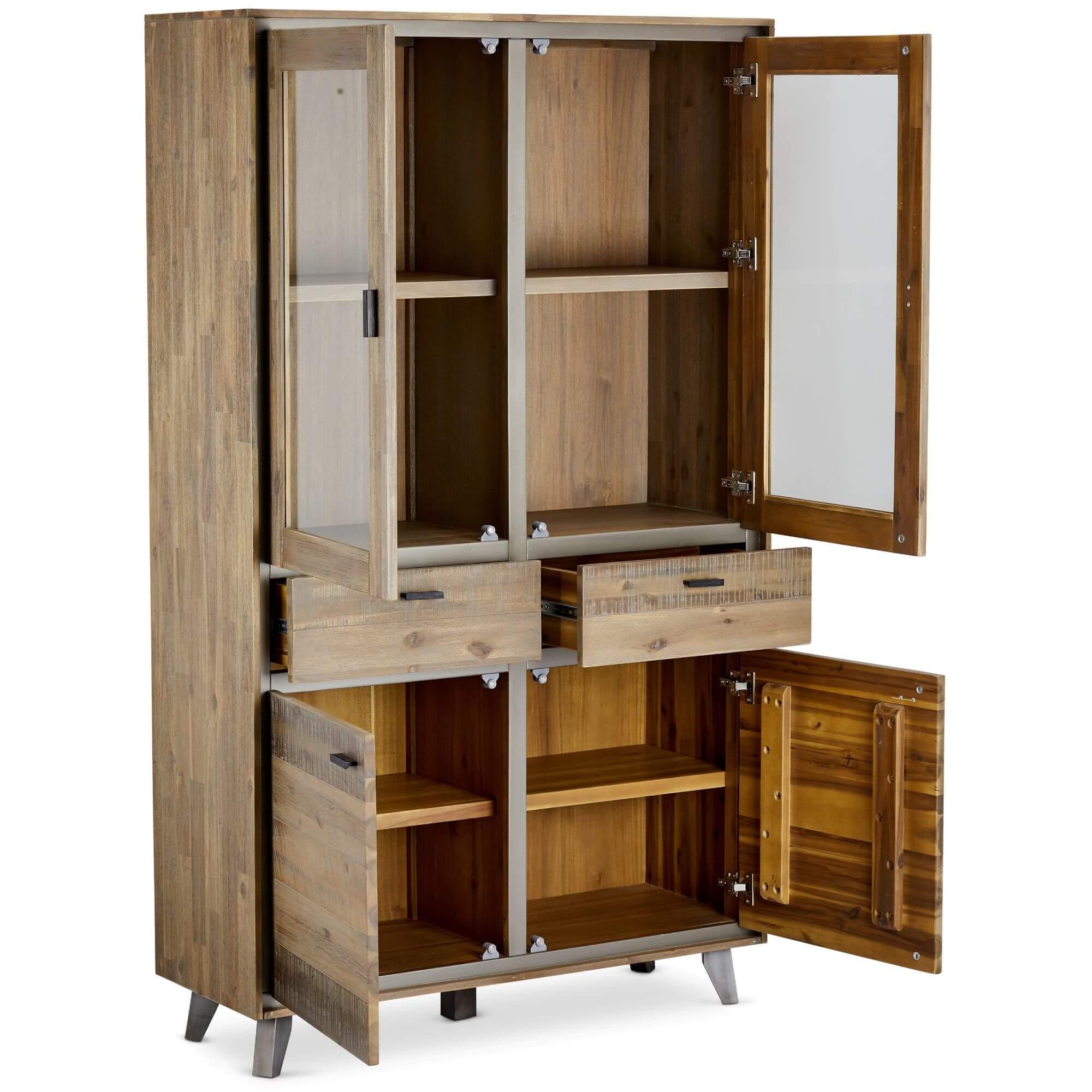 Malaga Solid Acacia Display Cabinet showcasing elegant design and natural wood grain.