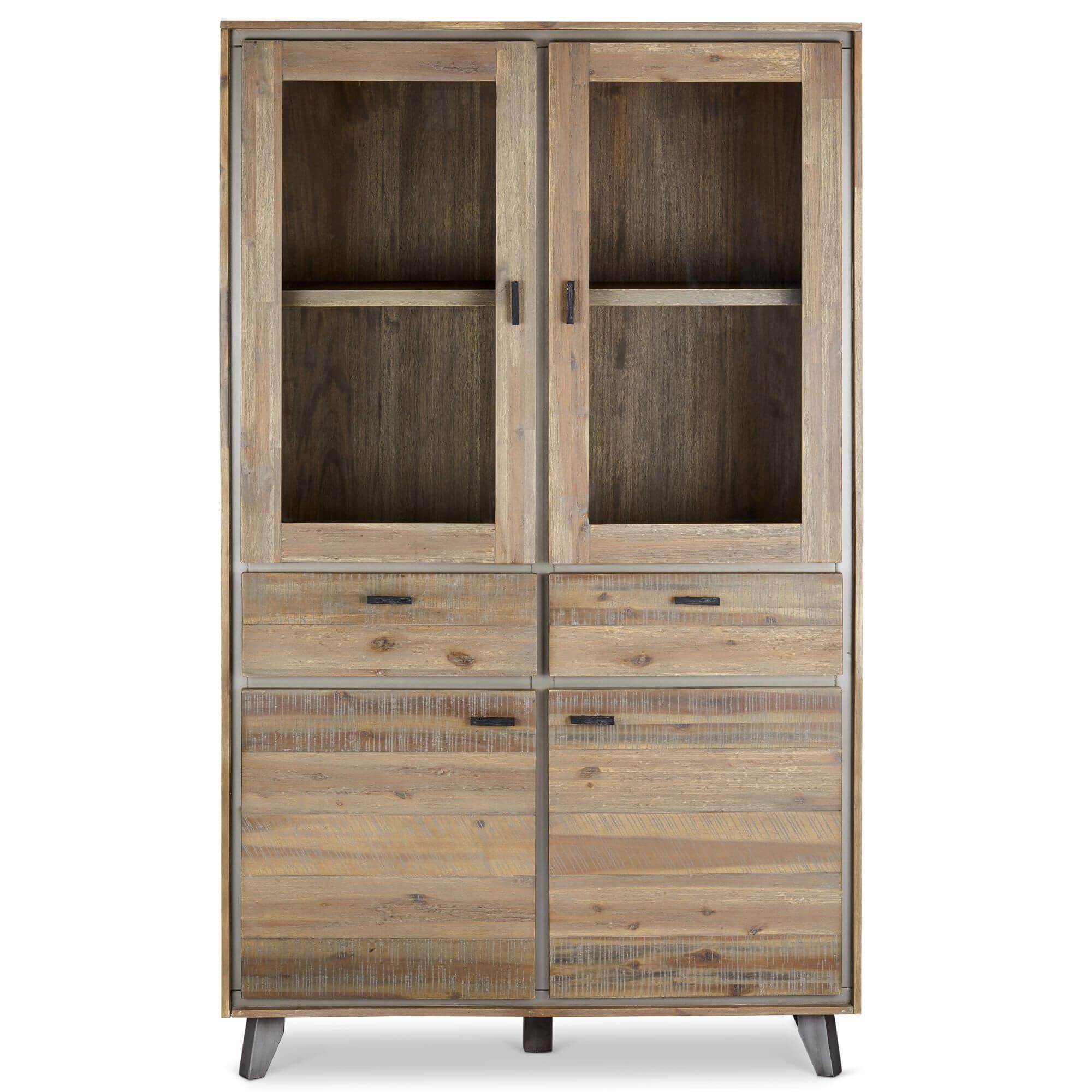 Malaga Solid Acacia Display Cabinet showcasing elegant design and natural wood grain.