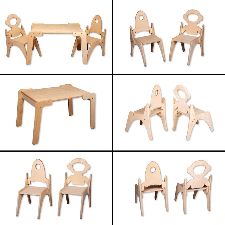 Montessori Table and Chair Set designed for children's independent learning, featuring durable materials and a comfortable design.