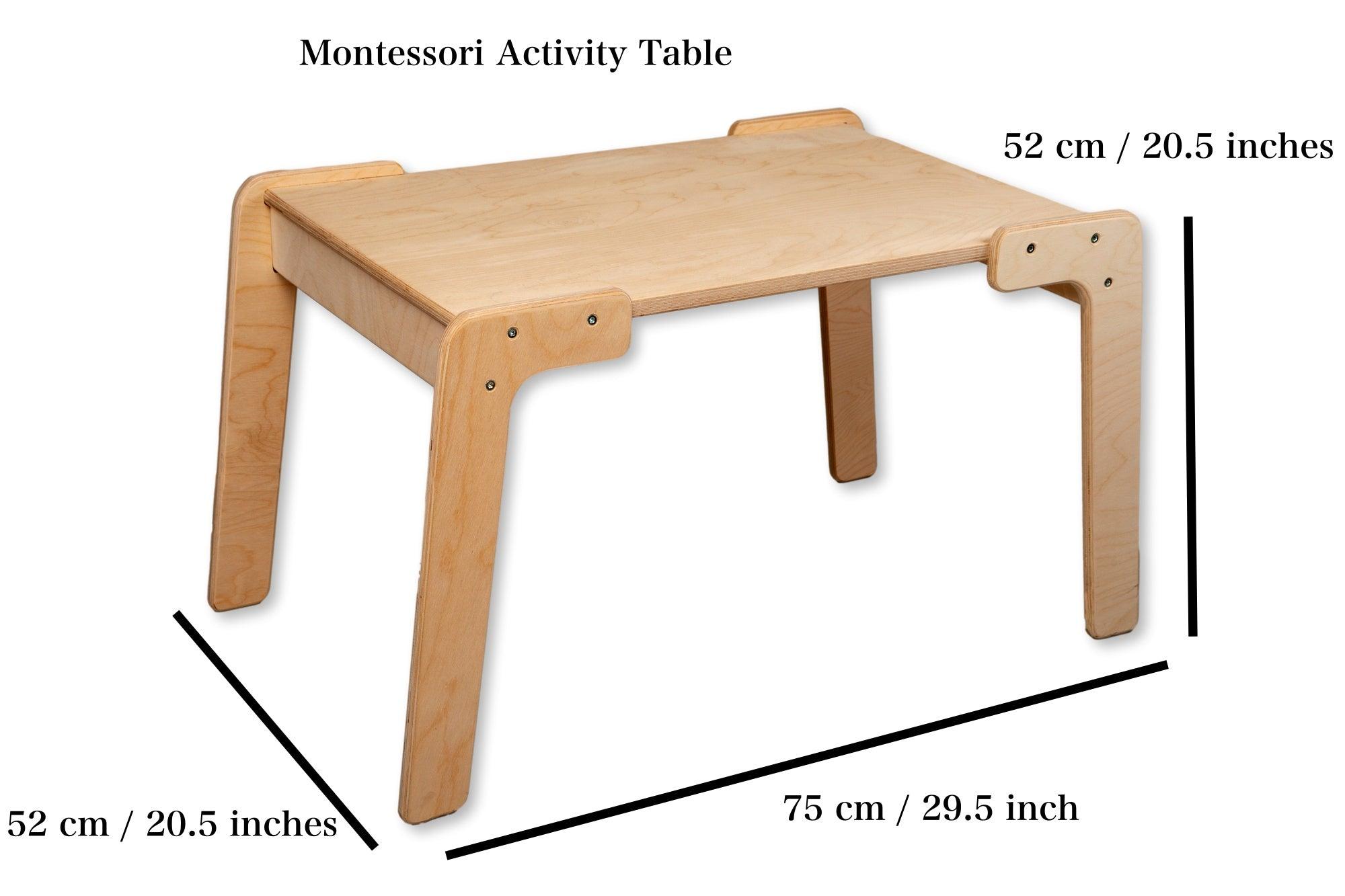 Montessori Table and Chair Set designed for children's independent learning, featuring durable materials and a comfortable design.