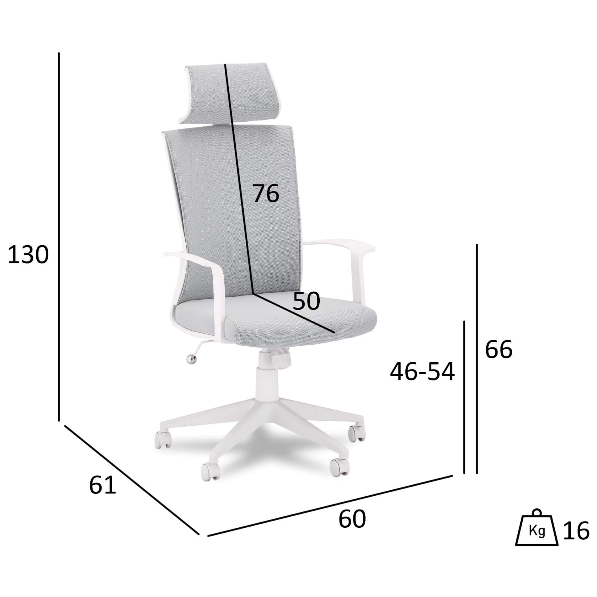 Bolero White/Grey office chair featuring elegant channel-seamed upholstery and a sturdy silver metal base.