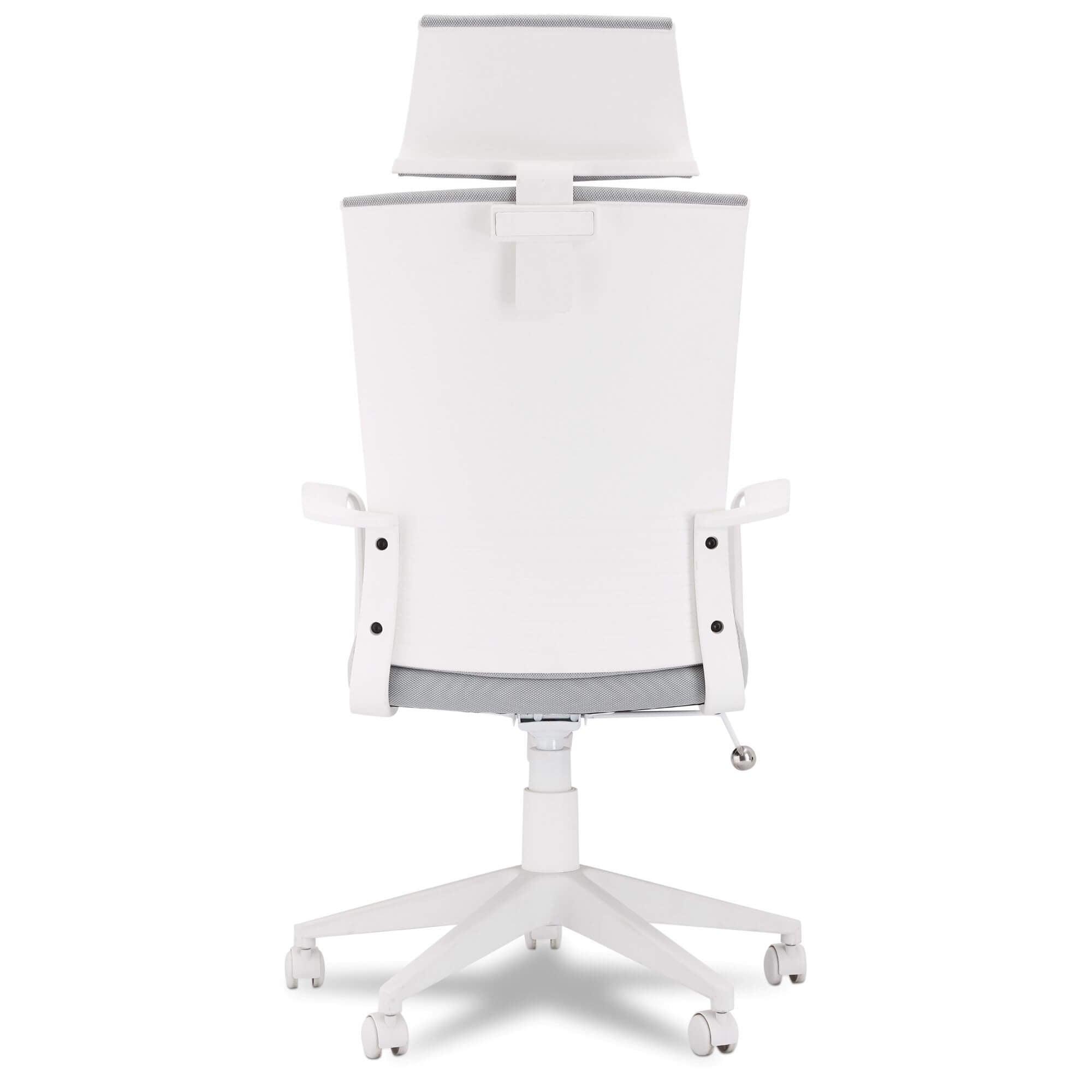 Bolero White/Grey office chair featuring elegant channel-seamed upholstery and a sturdy silver metal base.