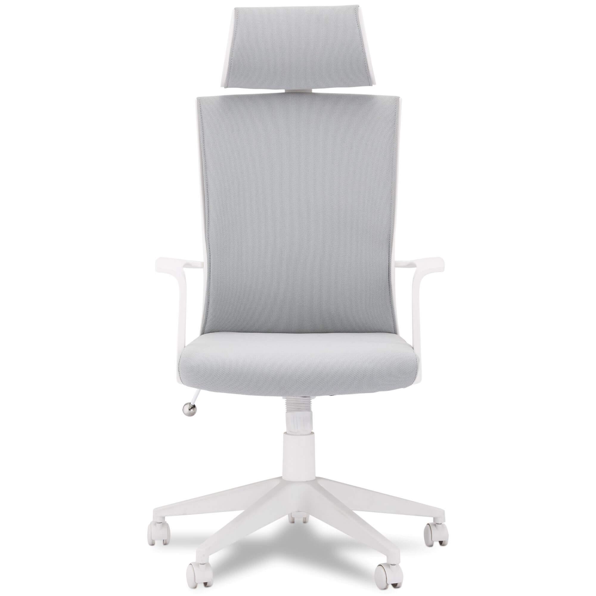 Bolero White/Grey office chair featuring elegant channel-seamed upholstery and a sturdy silver metal base.