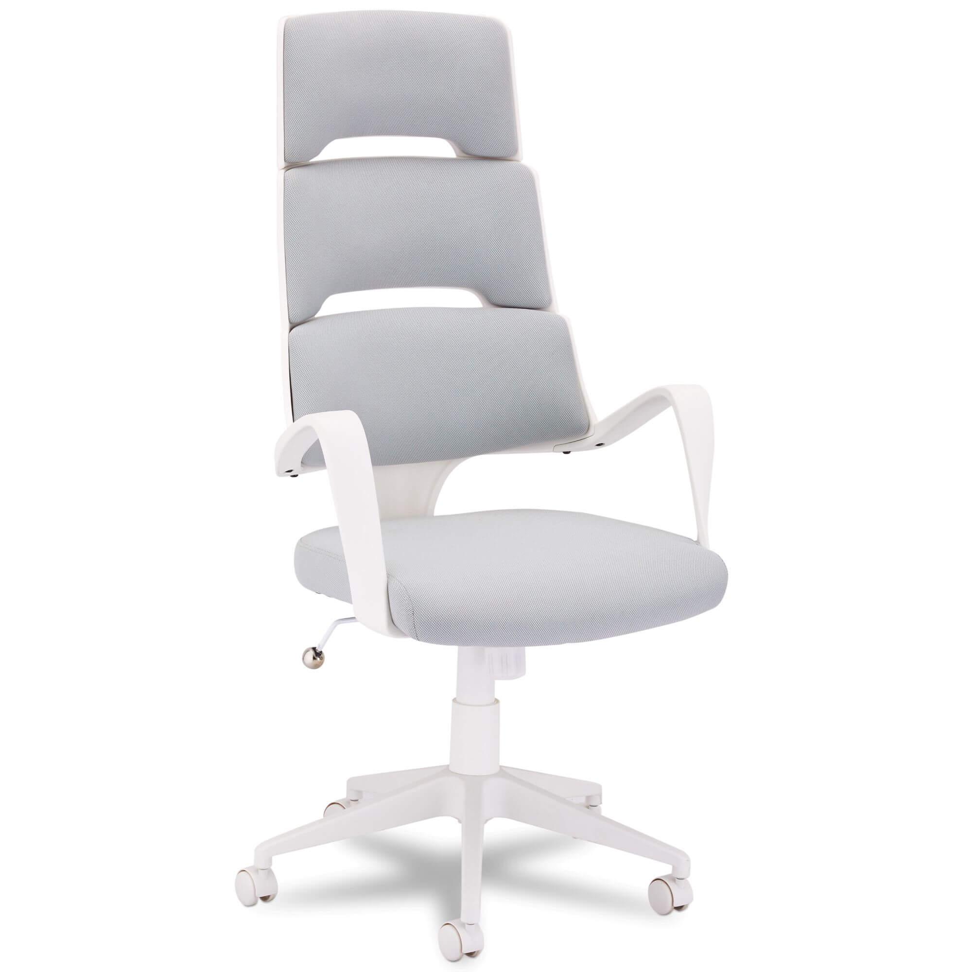 Domo White/Grey Office Chair featuring a sleek design and foam padded seat on a durable swivel base.