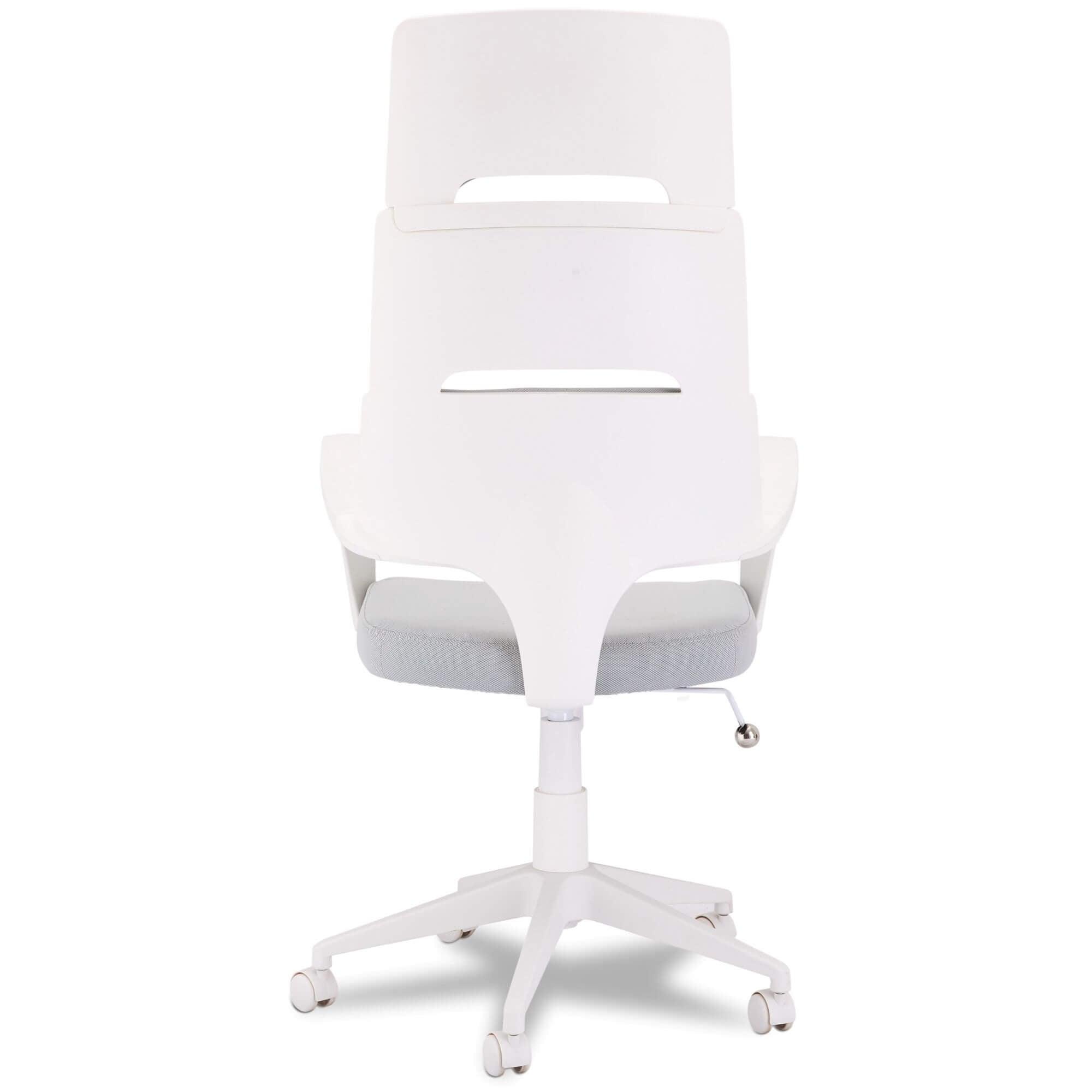 Domo White/Grey Office Chair featuring a sleek design and foam padded seat on a durable swivel base.