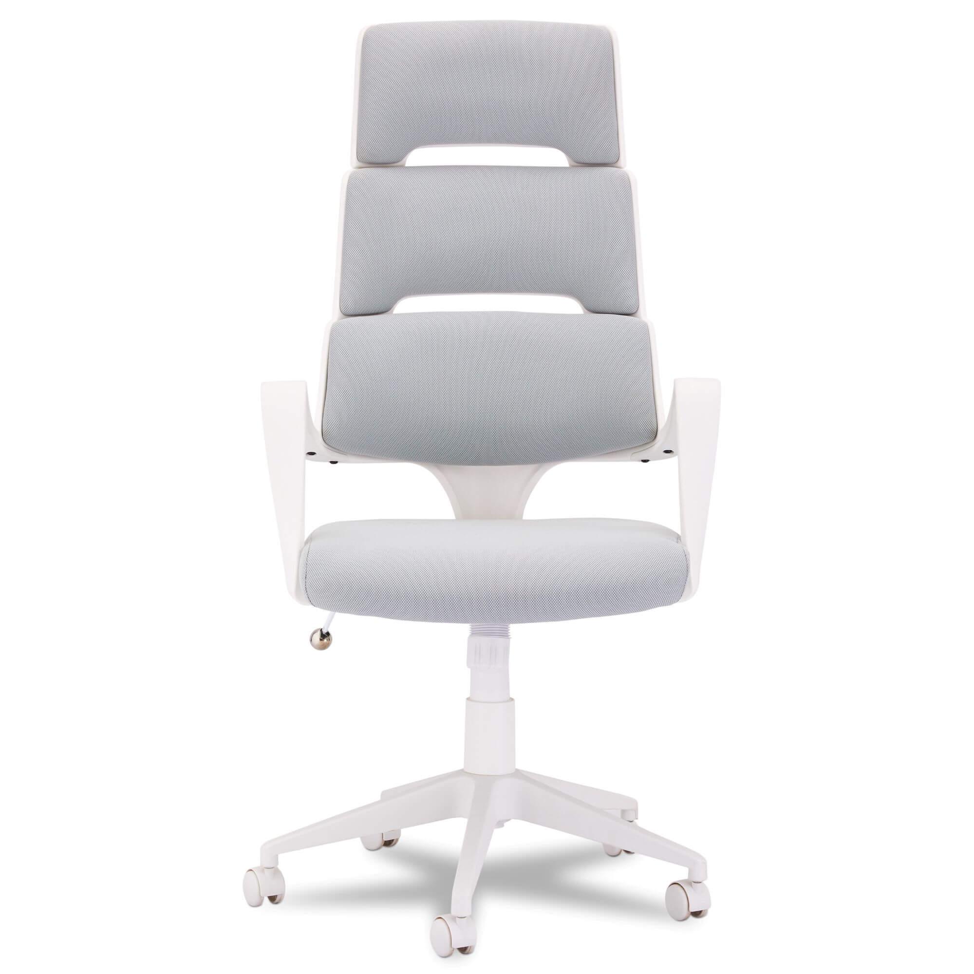 Domo White/Grey Office Chair featuring a sleek design and foam padded seat on a durable swivel base.