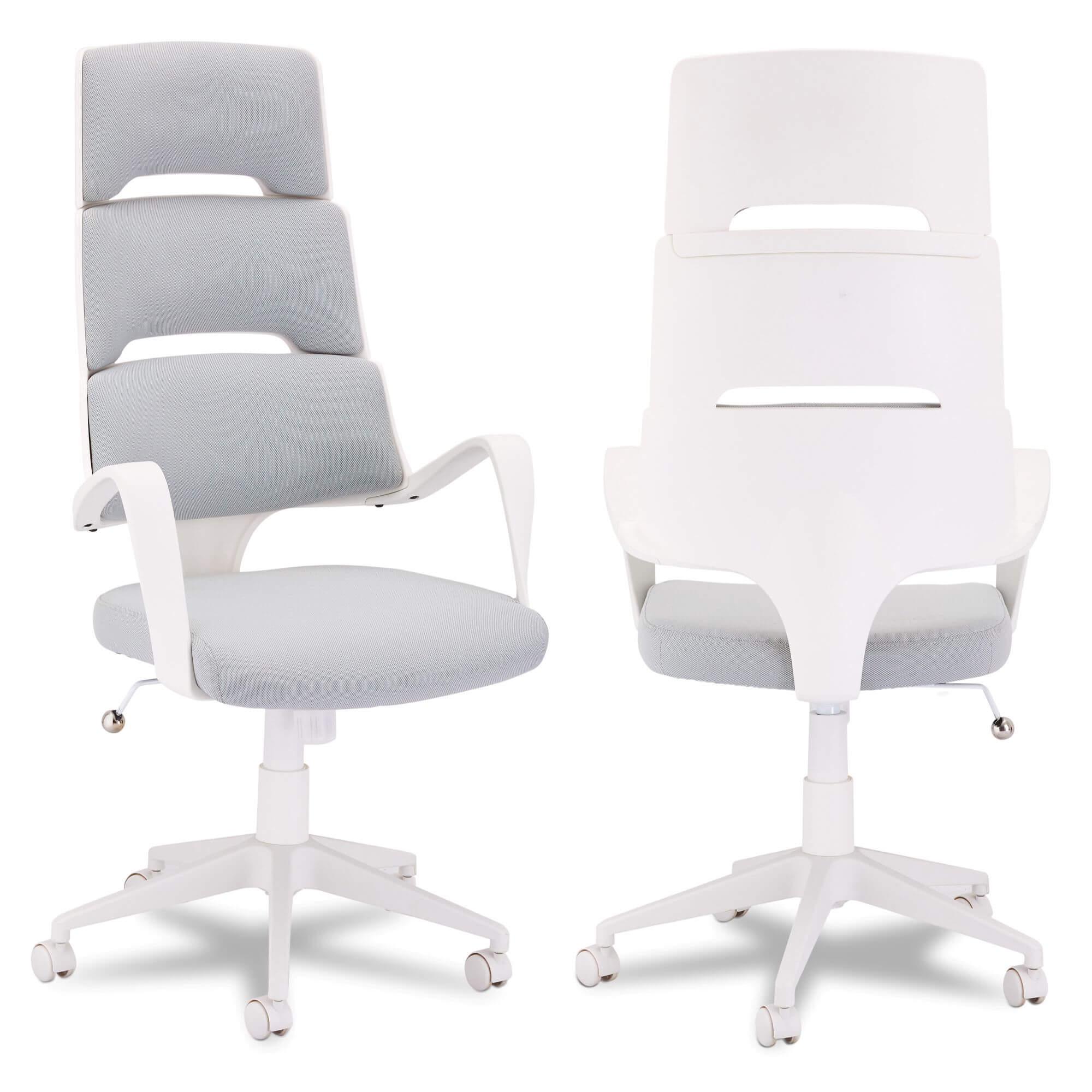 Domo White/Grey Office Chair featuring a sleek design and foam padded seat on a durable swivel base.