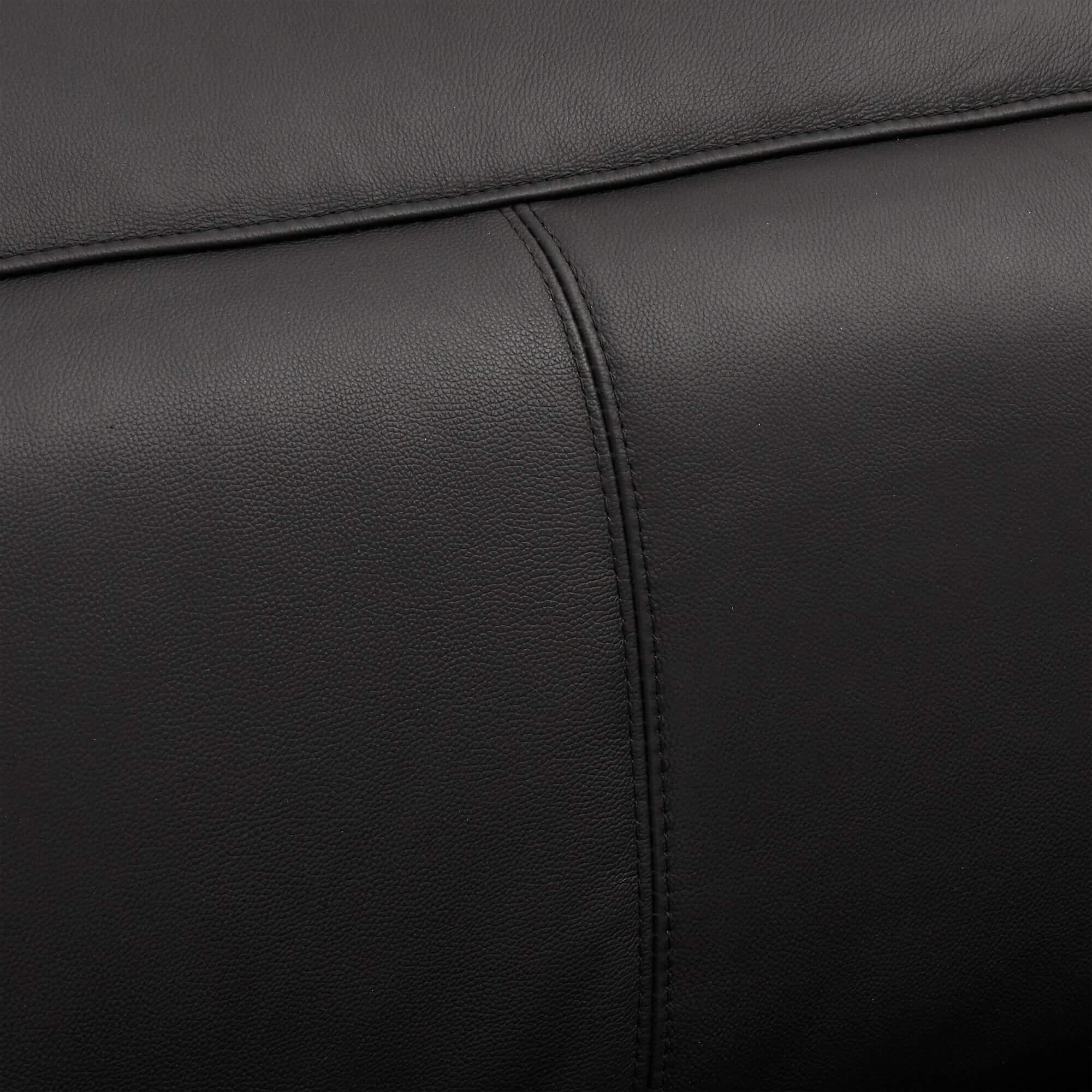 Reclining L-Shape Sofa Alexa in luxurious black leather with USB ports and cup holders.