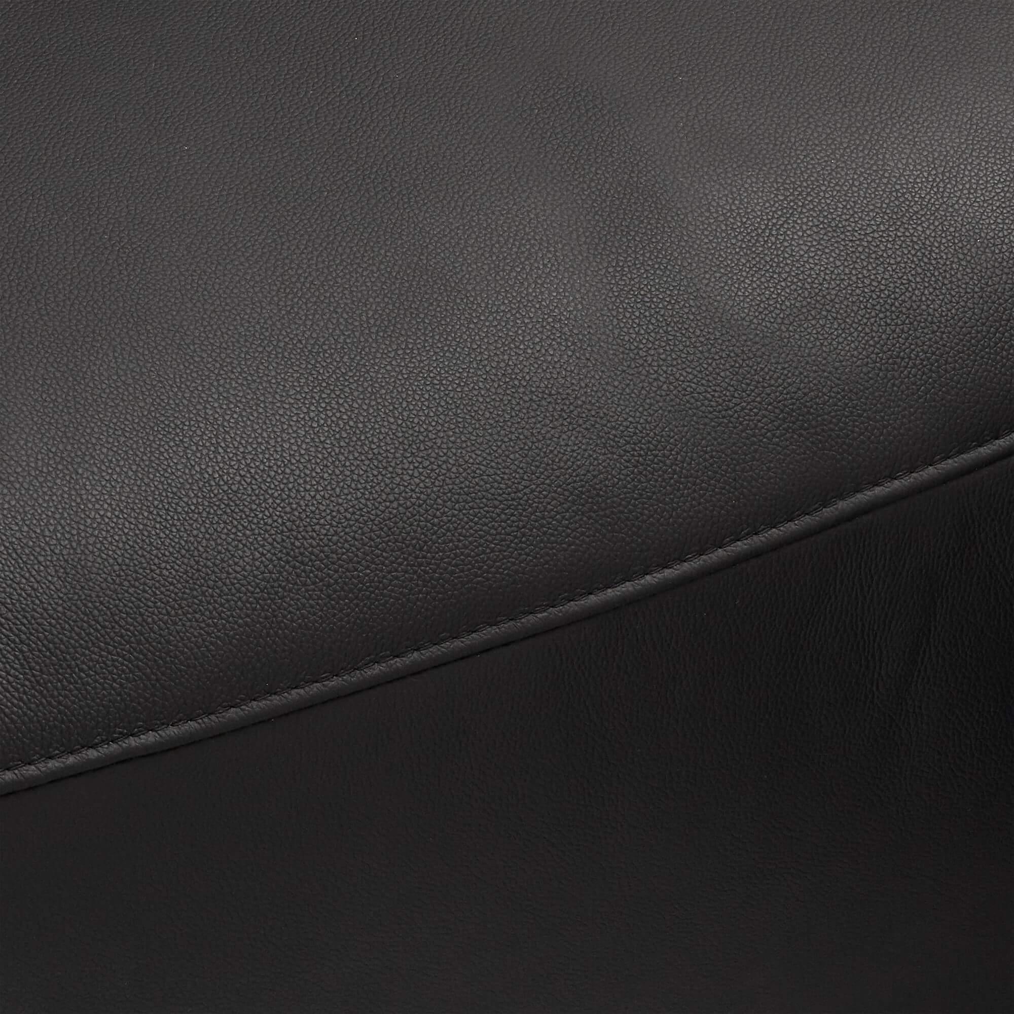 Reclining L-Shape Sofa Alexa in luxurious black leather with USB ports and cup holders.