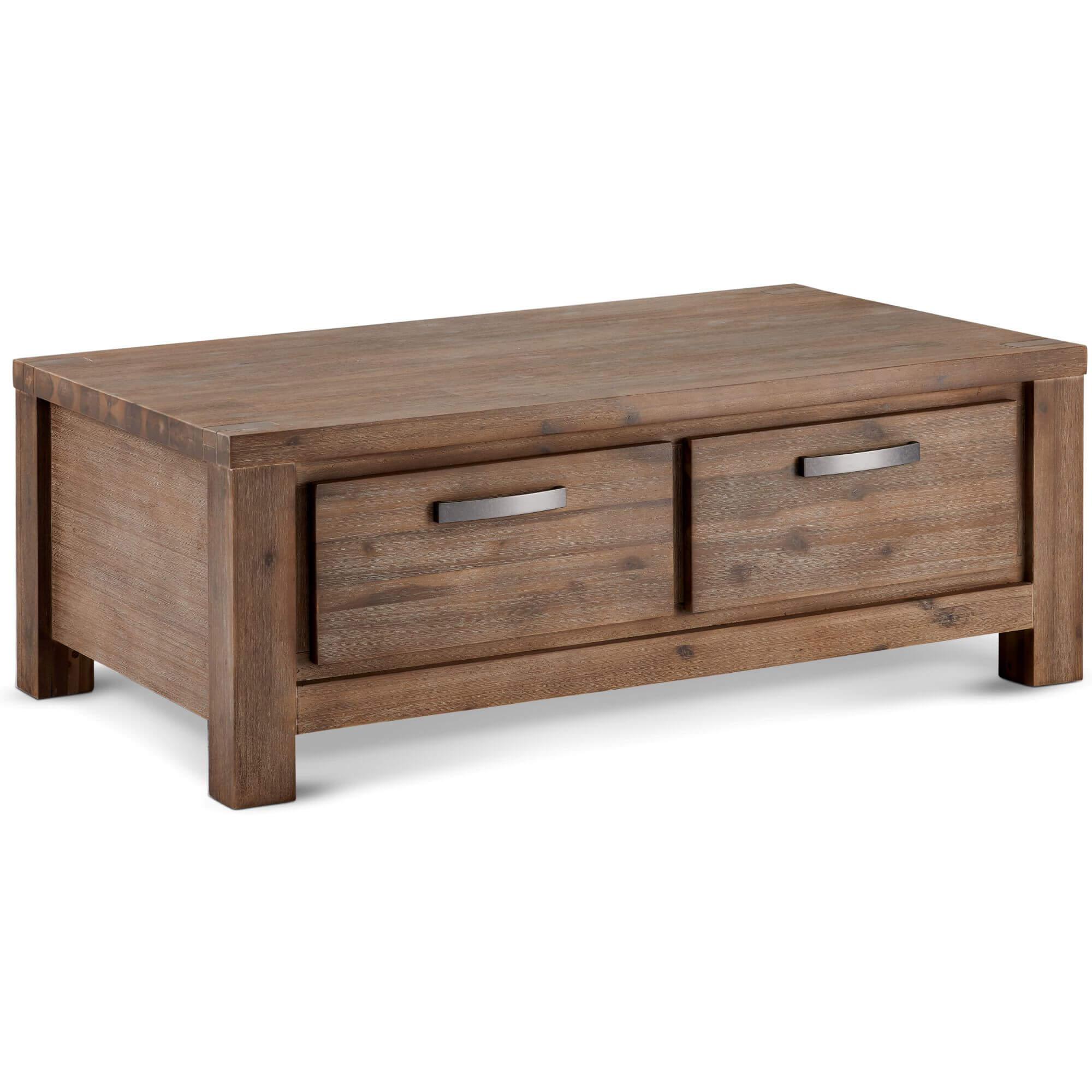 Rectangular Solid Acacia Coffee Table 120x75 cm Alaska showcasing natural wood grain and brushed finish.