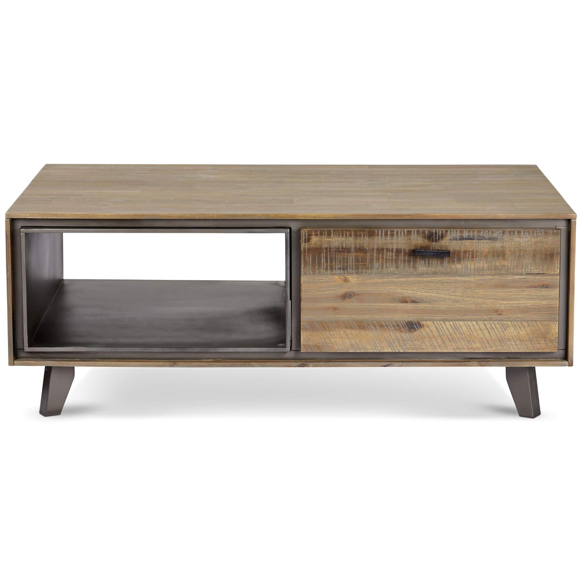 Malaga Rectangular Solid Acacia Coffee Table with natural finish, showcasing unique wood grain patterns.