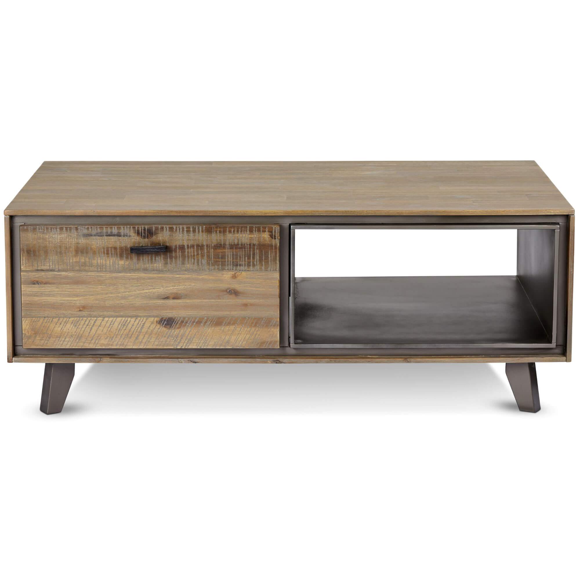 Malaga Rectangular Solid Acacia Coffee Table with natural finish, showcasing unique wood grain patterns.