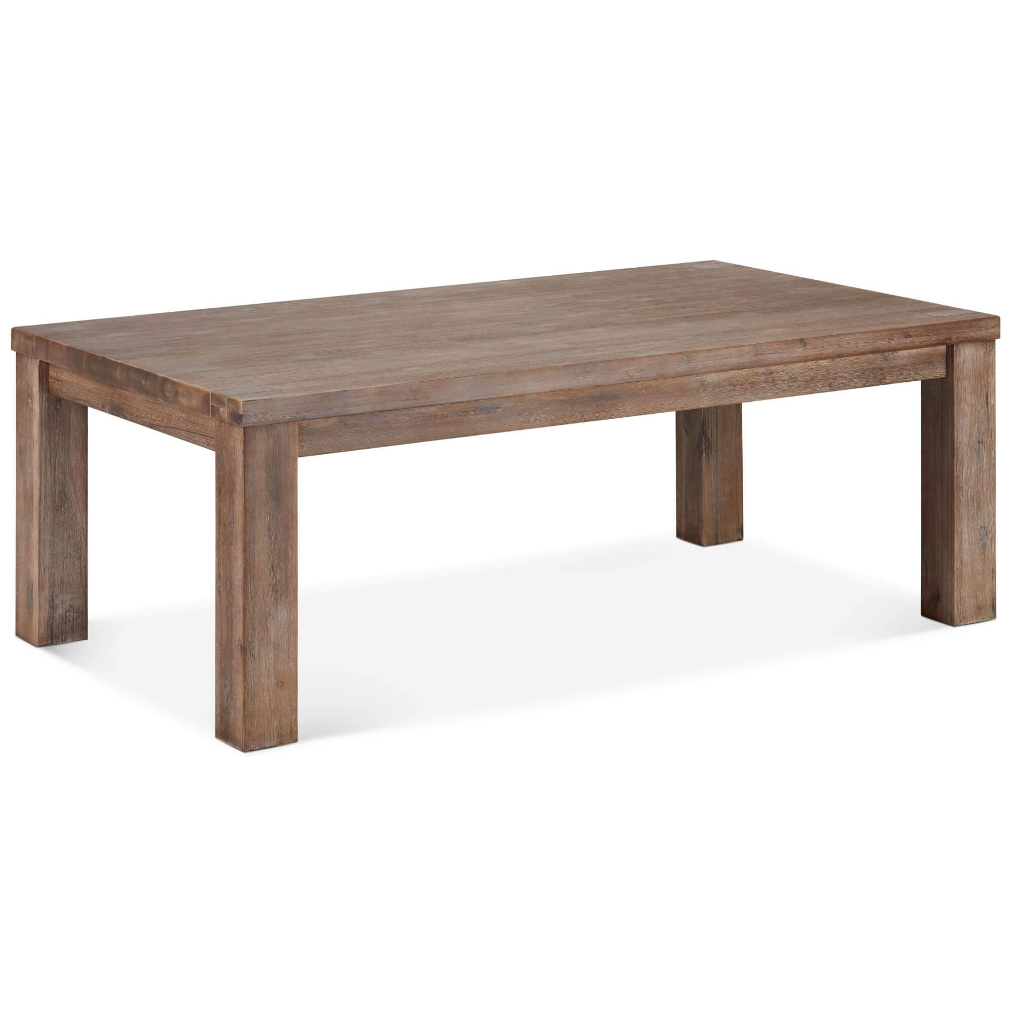 Rectangular Solid Acacia Coffee Table in Alaska design, showcasing natural wood grain and brushed finish, measuring 140x80 cm.