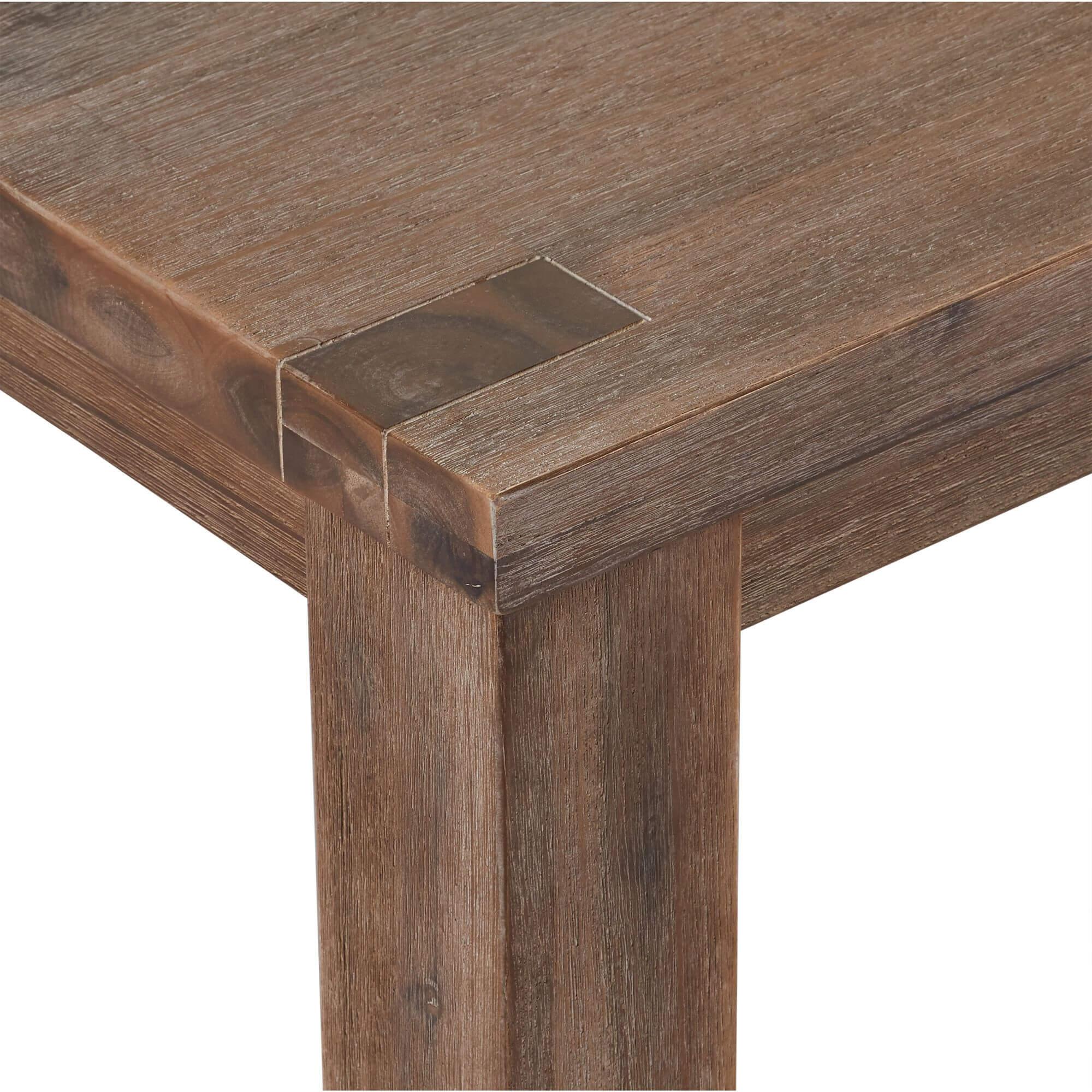 Rectangular Solid Acacia Coffee Table in Alaska design, showcasing natural wood grain and brushed finish, measuring 140x80 cm.